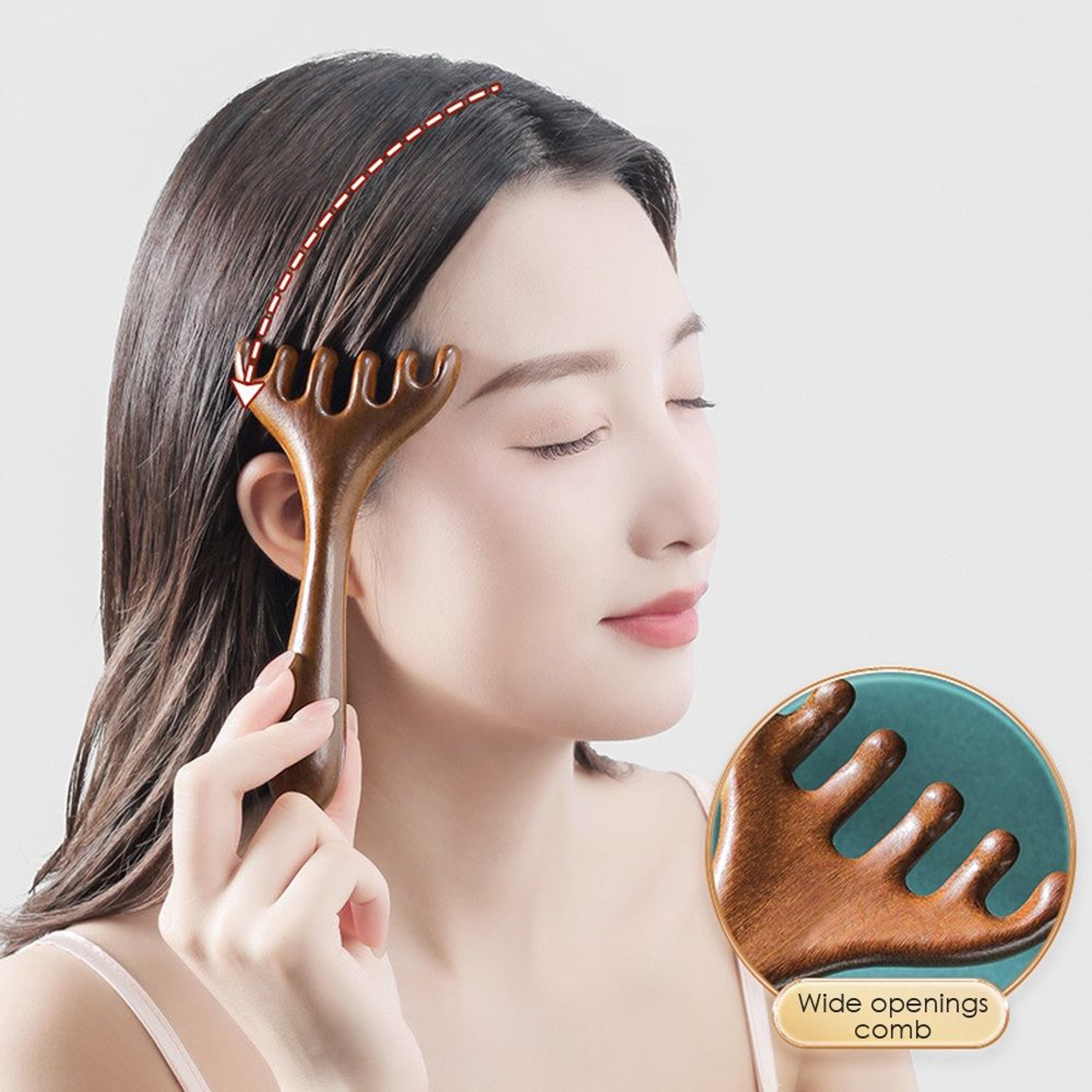 AntiStatic Wooden Head Massager Comb 6Claw Meridian Brush for Blood Circulation  Gua Sha
