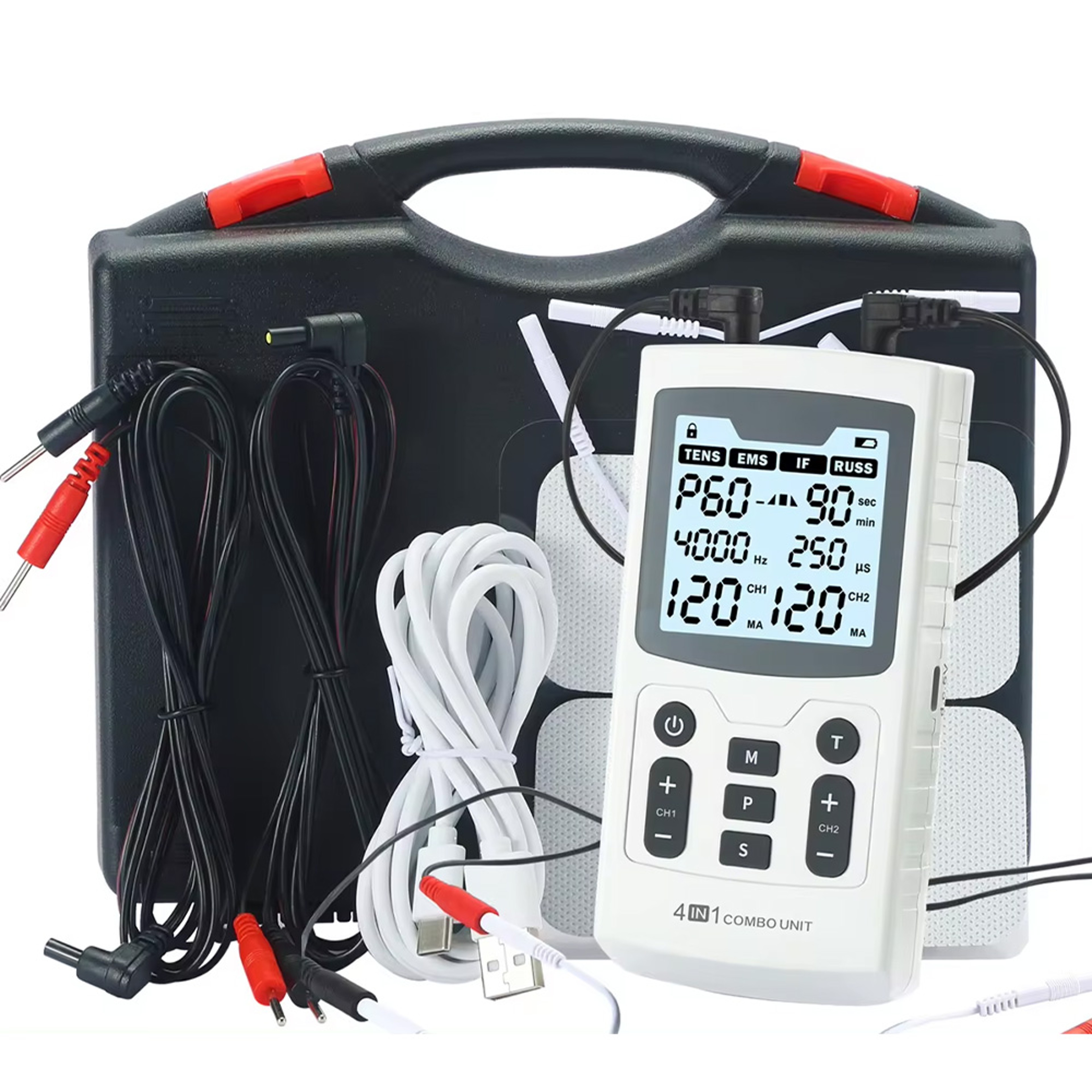 4in1 Electric Muscle Stimulator EMS IFT RUSS  TENS HighFrequency Physiotherapy Device