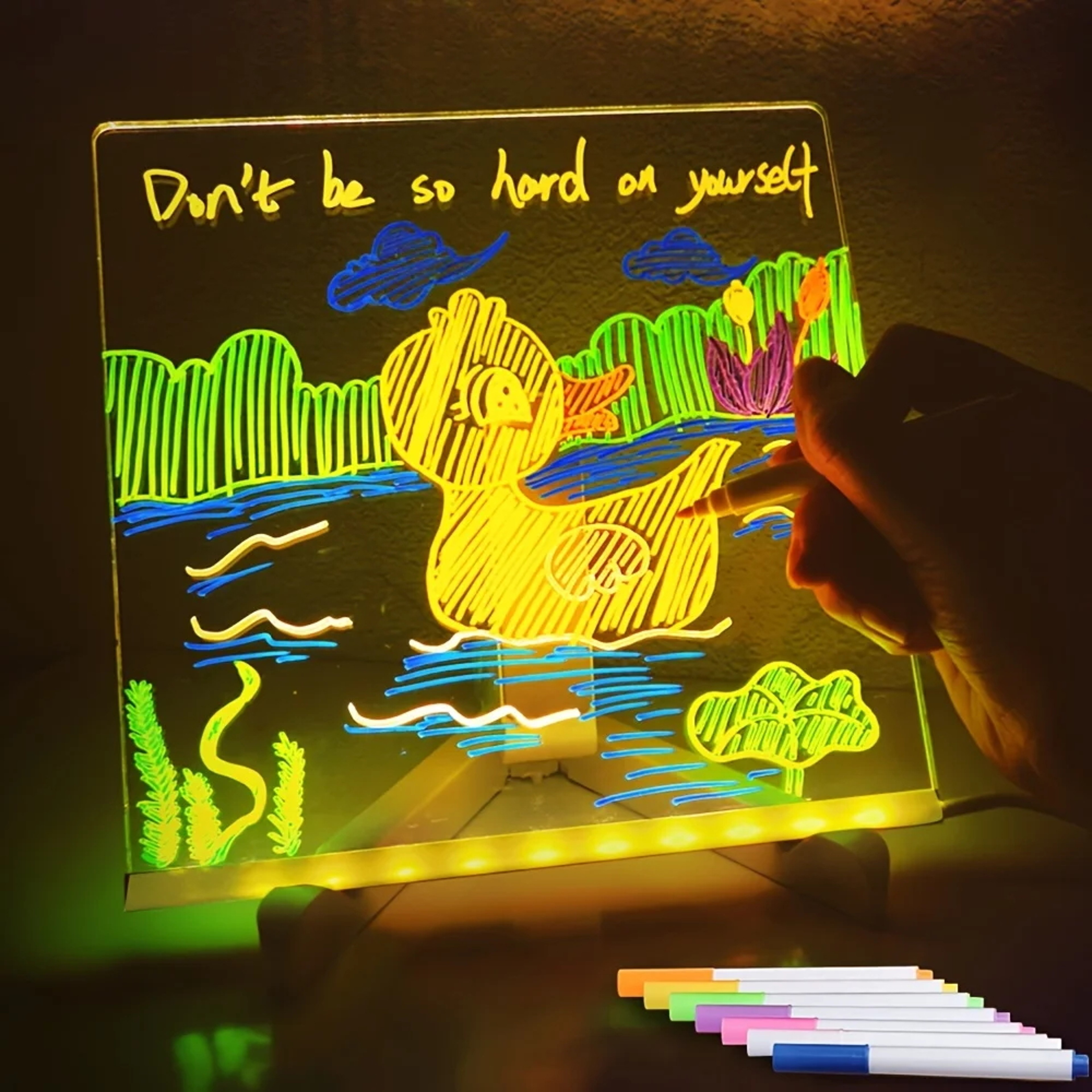 LED Light Up Acrylic Message Board USB Erasable Drawing Board for Kids Bars  Birthday Gifts