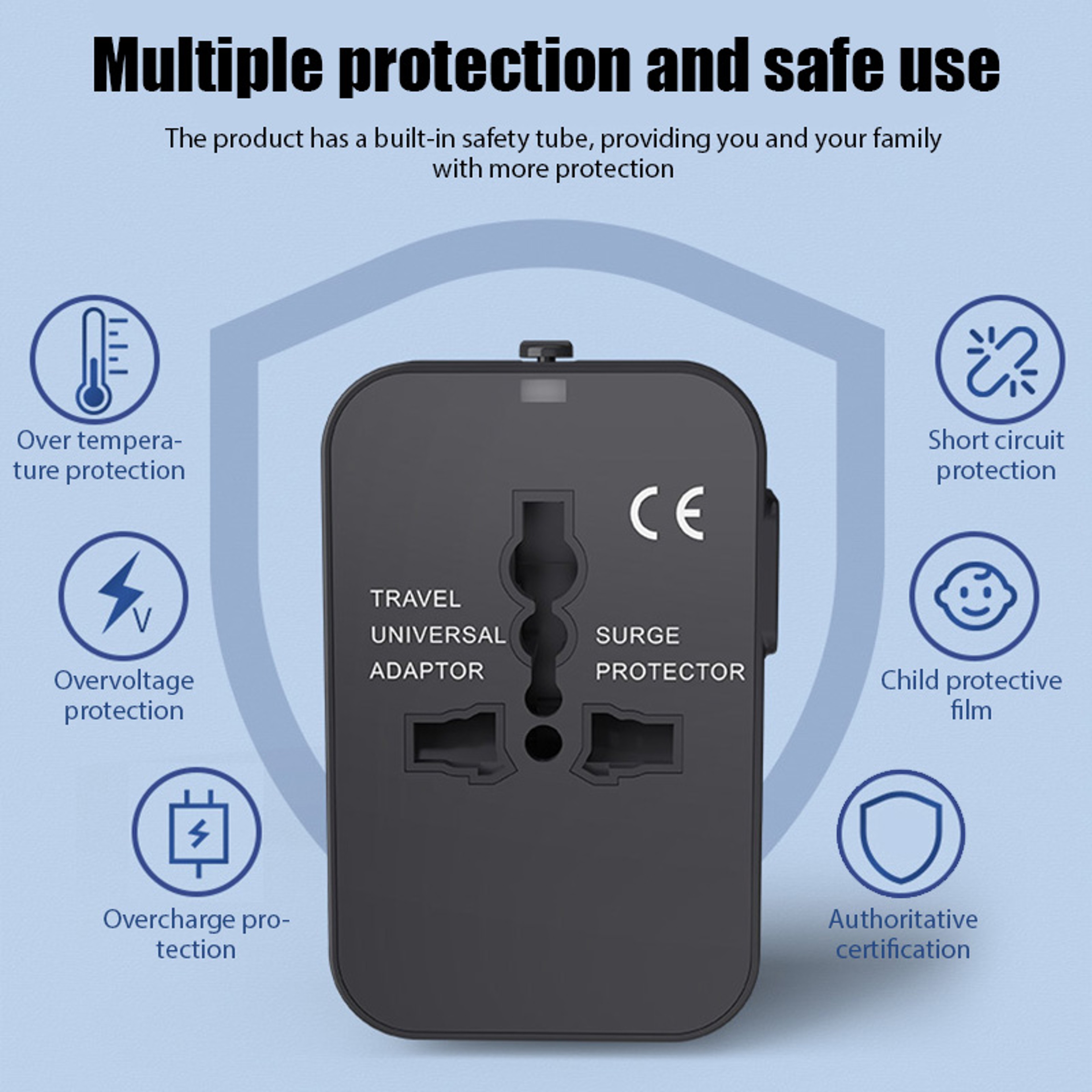 Universal Travel Adapter AllinOne Charger Adapter for EUUKUSAU with Dual USB Ports Power Soluti