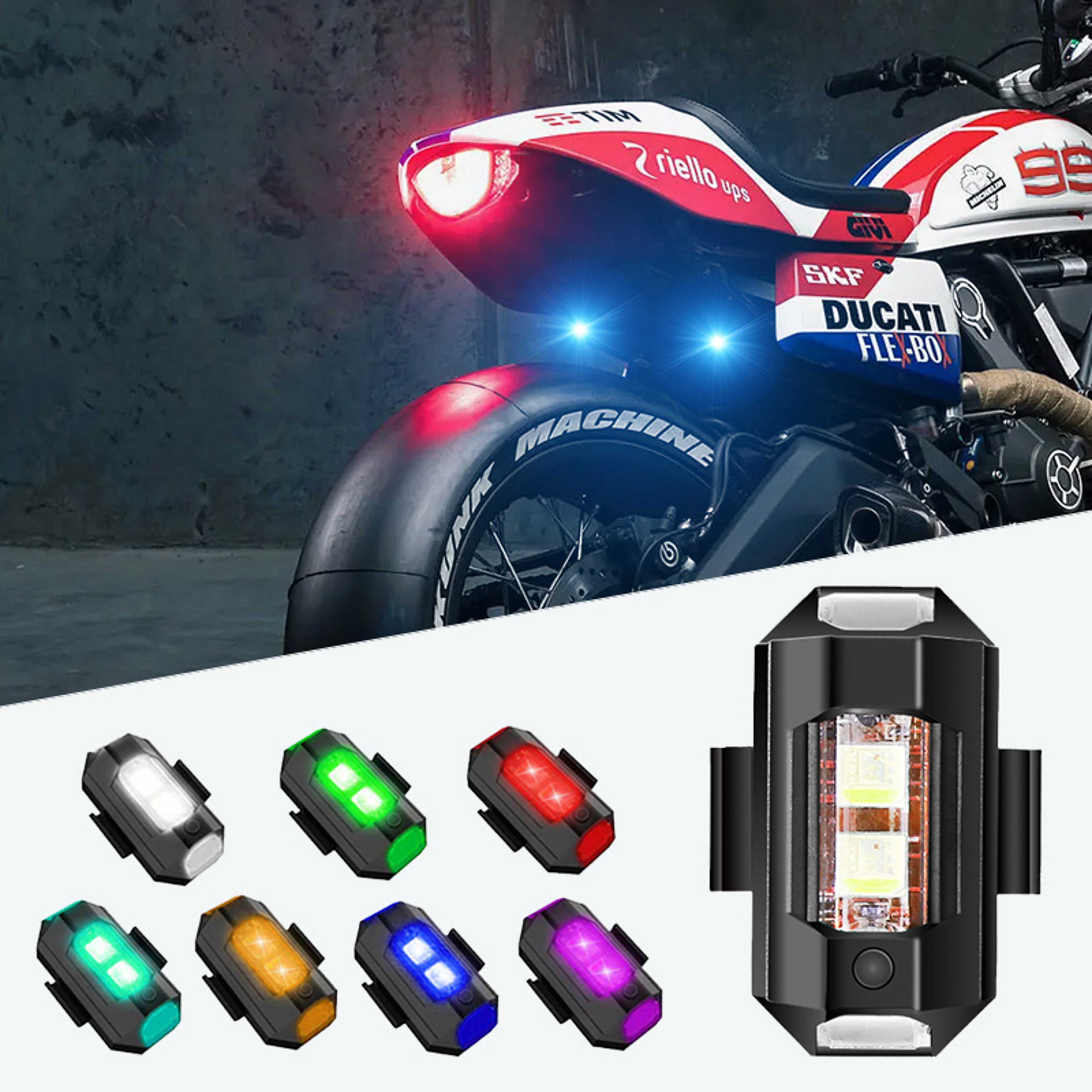 Mini USB LED AntiCollision Bike Light 7Color Drone Strobe For Aircraft Motorcycle  Night Safety 2