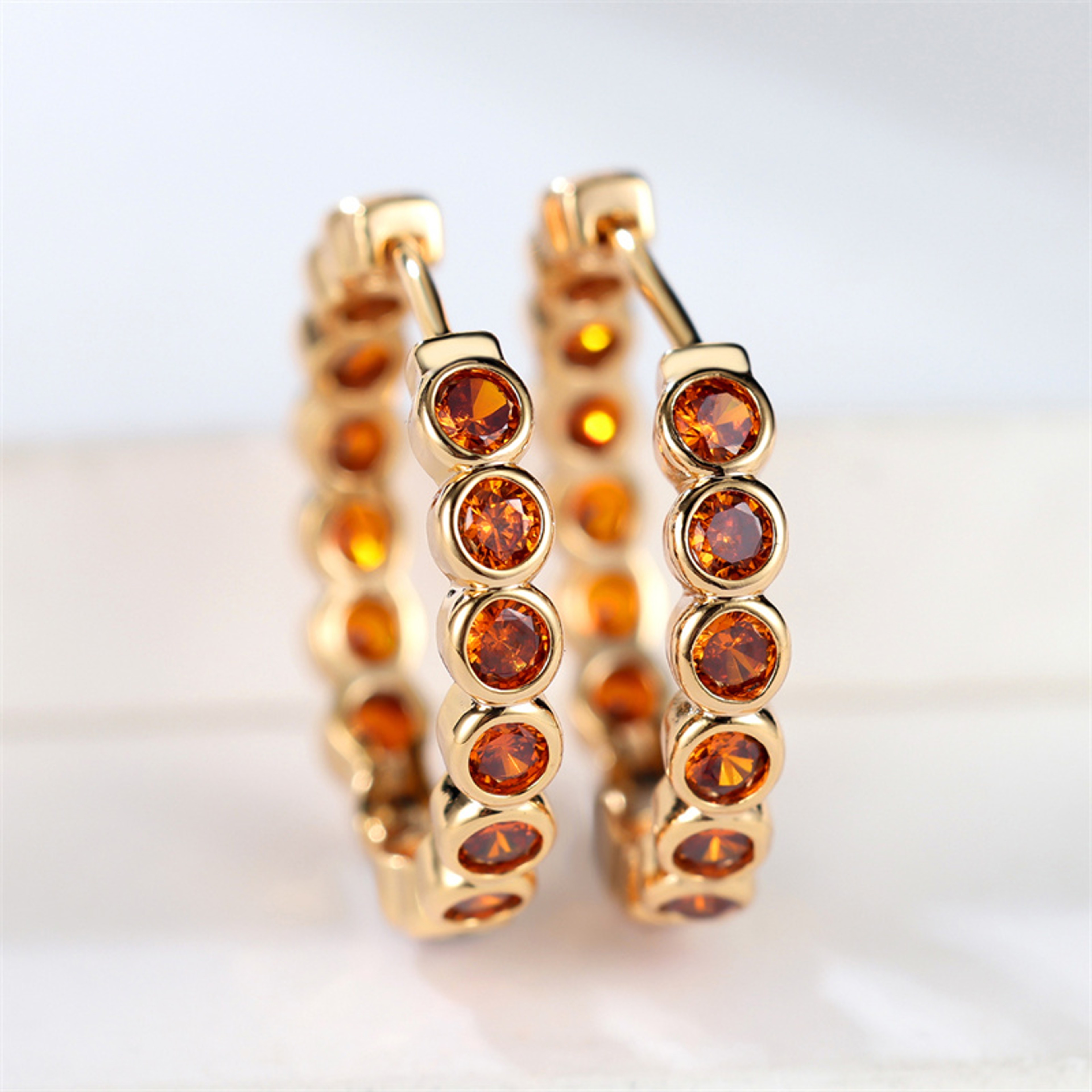Luxury Small Black Hoop Earrings,Gold Round Zircon Stone Studs for Women,Trendy Wedding Jewelry,Cute & Elegant – view 10