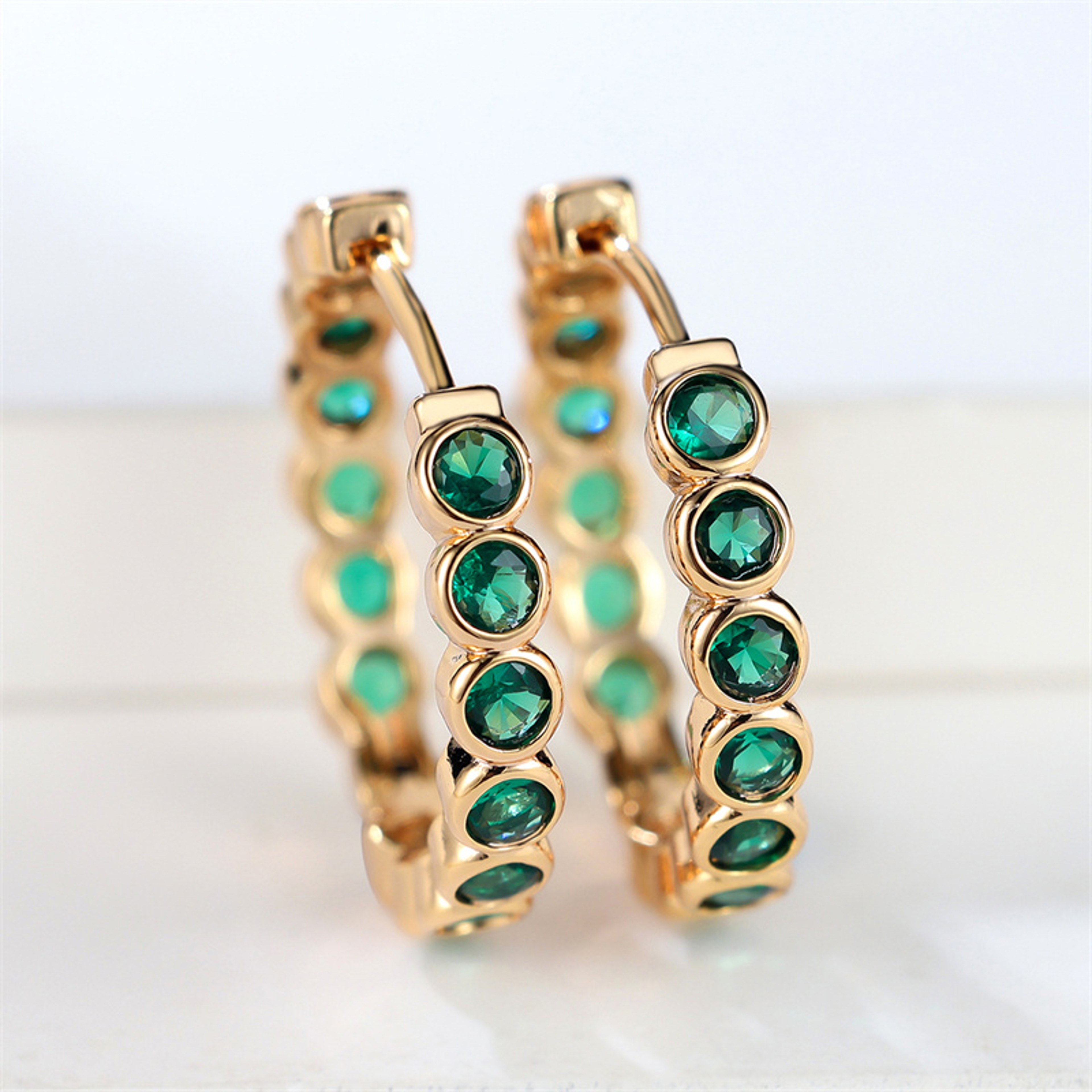 Luxury Small Black Hoop Earrings,Gold Round Zircon Stone Studs for Women,Trendy Wedding Jewelry,Cute & Elegant – view 14