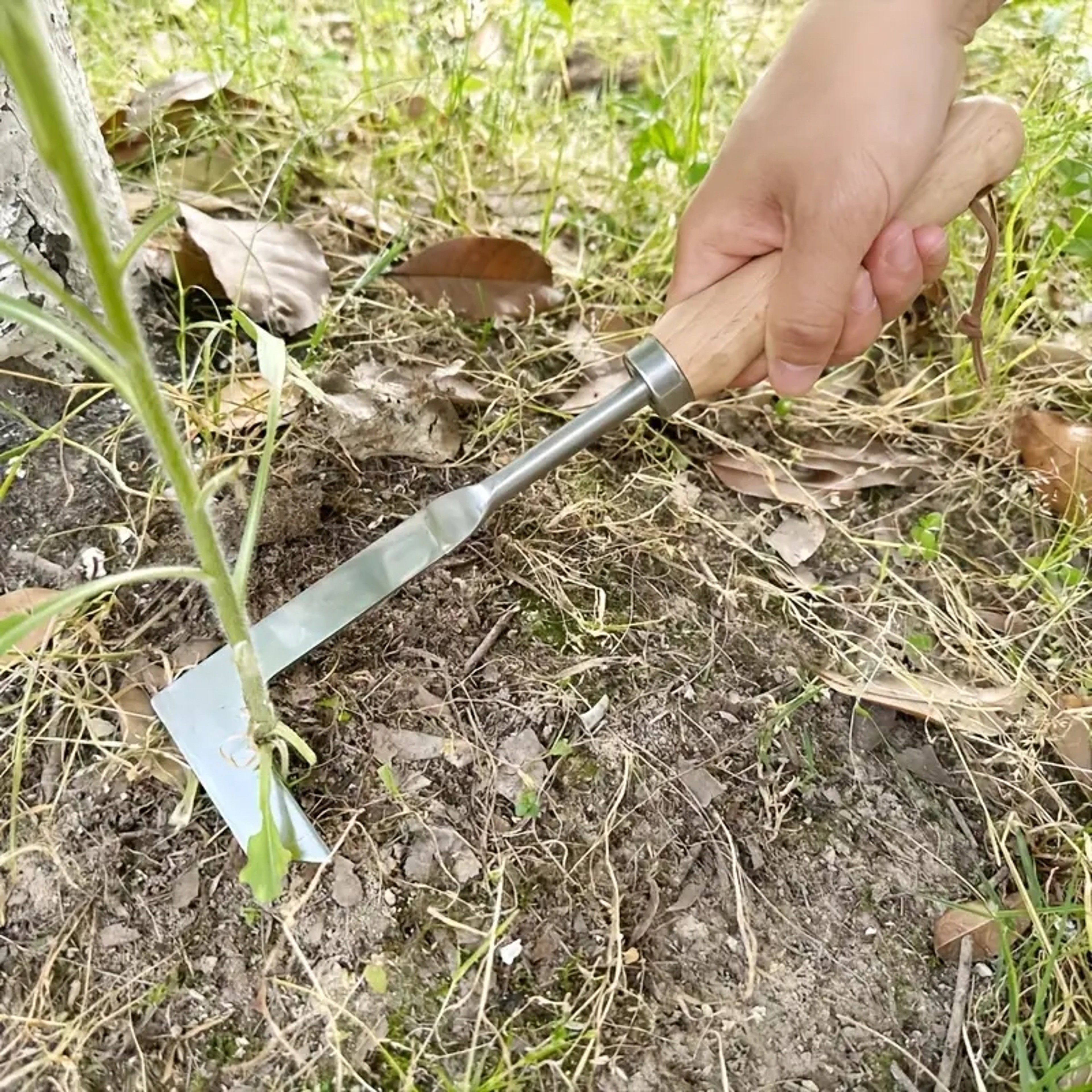 HeavyDuty Carbon Steel Hand Shovel Ergonomic Grip Manual Weeding Tool For Road Cracks  Gardens 0