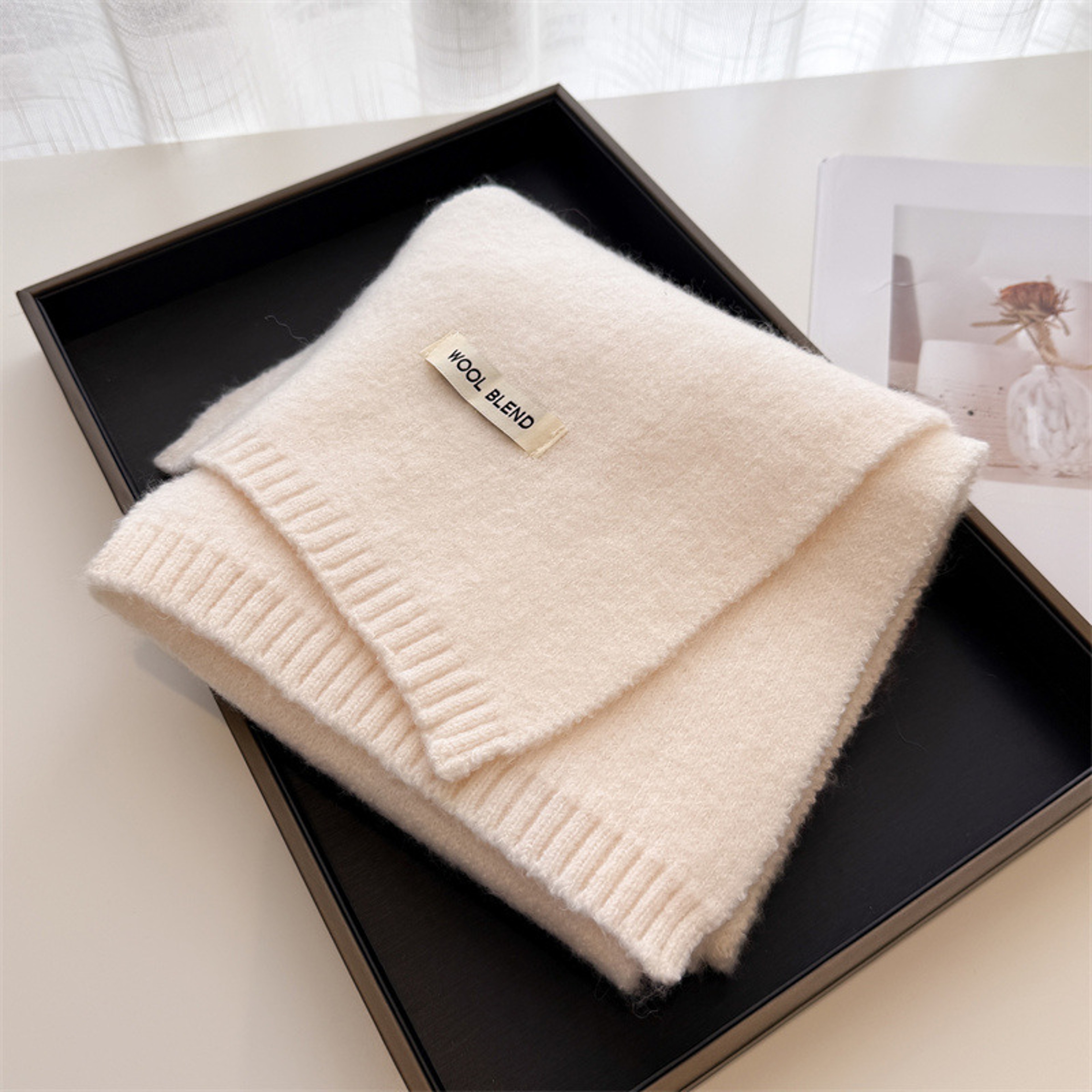 Luxury Winter Scarf for Women, Soft Knitted Scarf, Warm Solid Color Wraps, Simple Shawls and Neckerchiefs – view 3