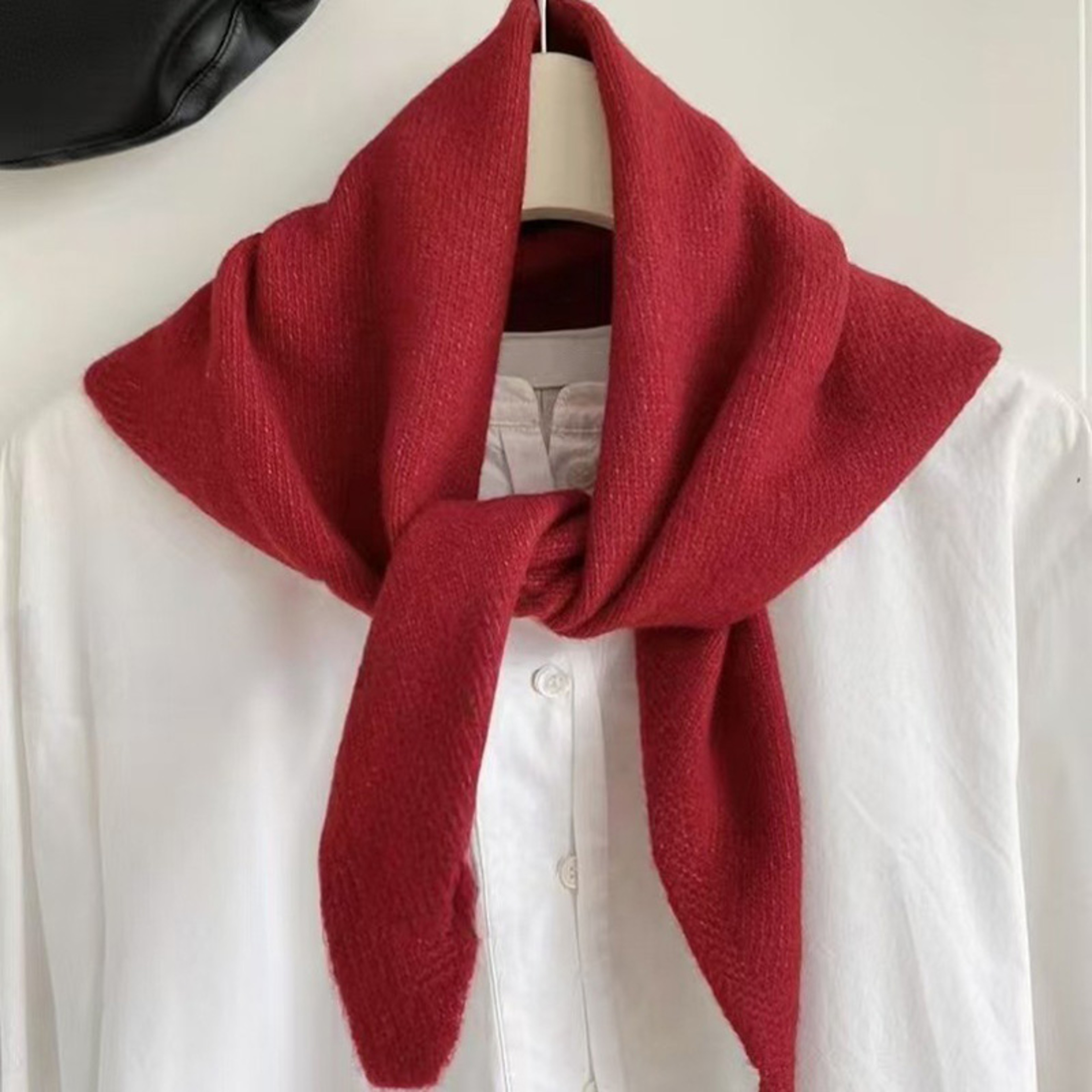 Soft Triangle Scarf, Winter Warm Pashmina, Bright Solid Color Thickened Shawl – view 10