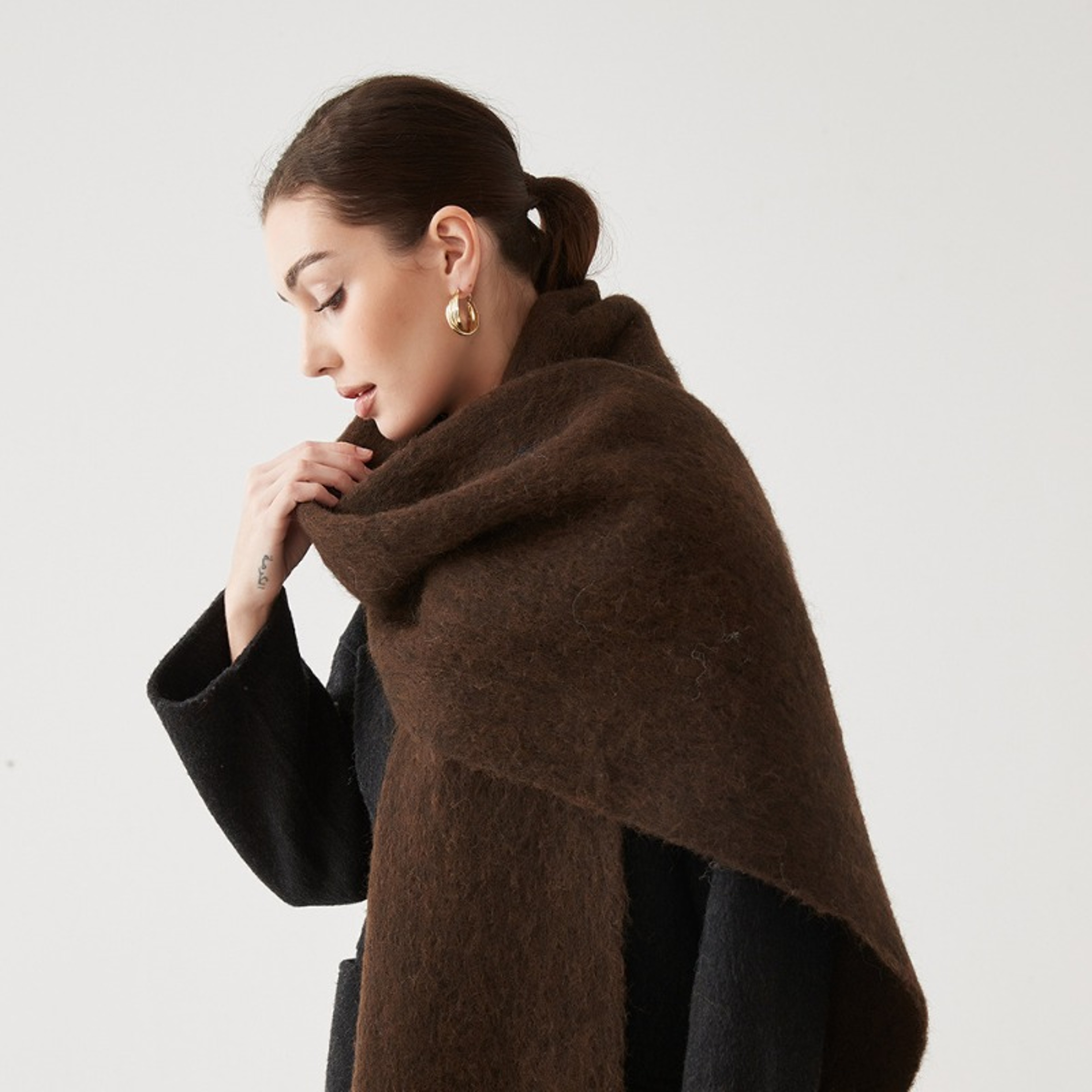 Lady Autumn Winter Scarves, Thickened Wool Blend Muffler, Soft Thermal Shawl, Versatile Multi-color Scarf for Women – view 5