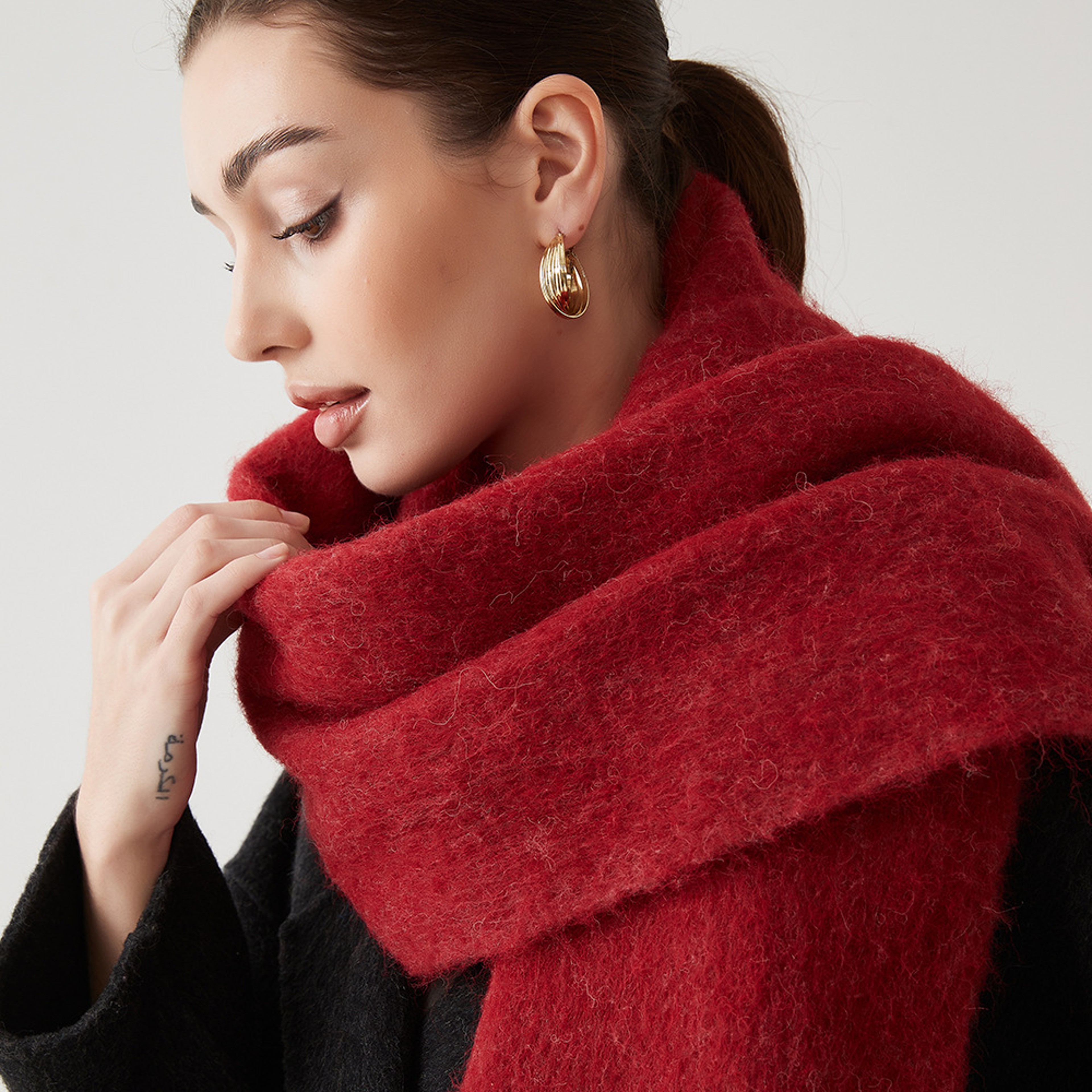 Lady Autumn Winter Scarves, Thickened Wool Blend Muffler, Soft Thermal Shawl, Versatile Multi-color Scarf for Women – view 7