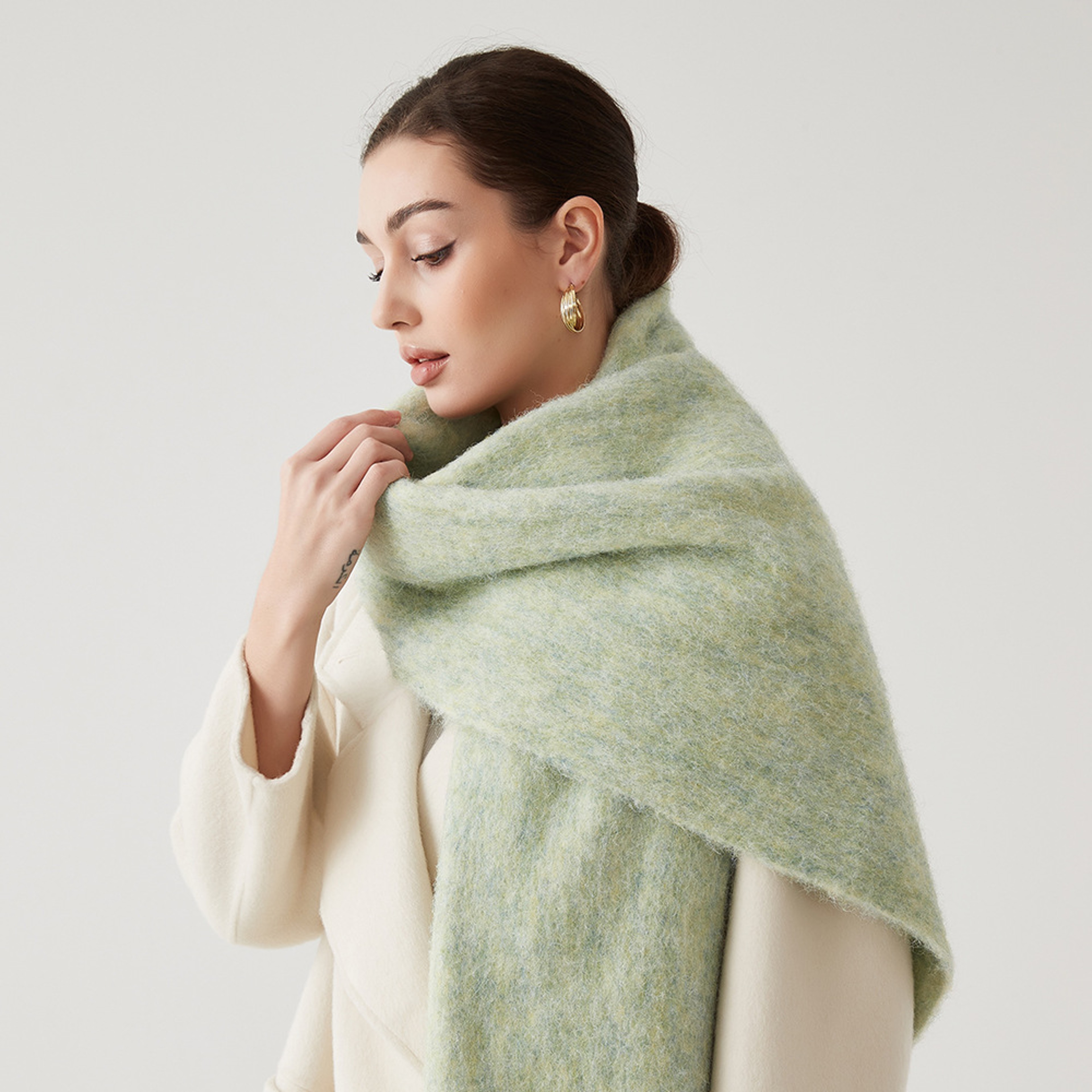 Lady Autumn Winter Scarves, Thickened Wool Blend Muffler, Soft Thermal Shawl, Versatile Multi-color Scarf for Women – view 14