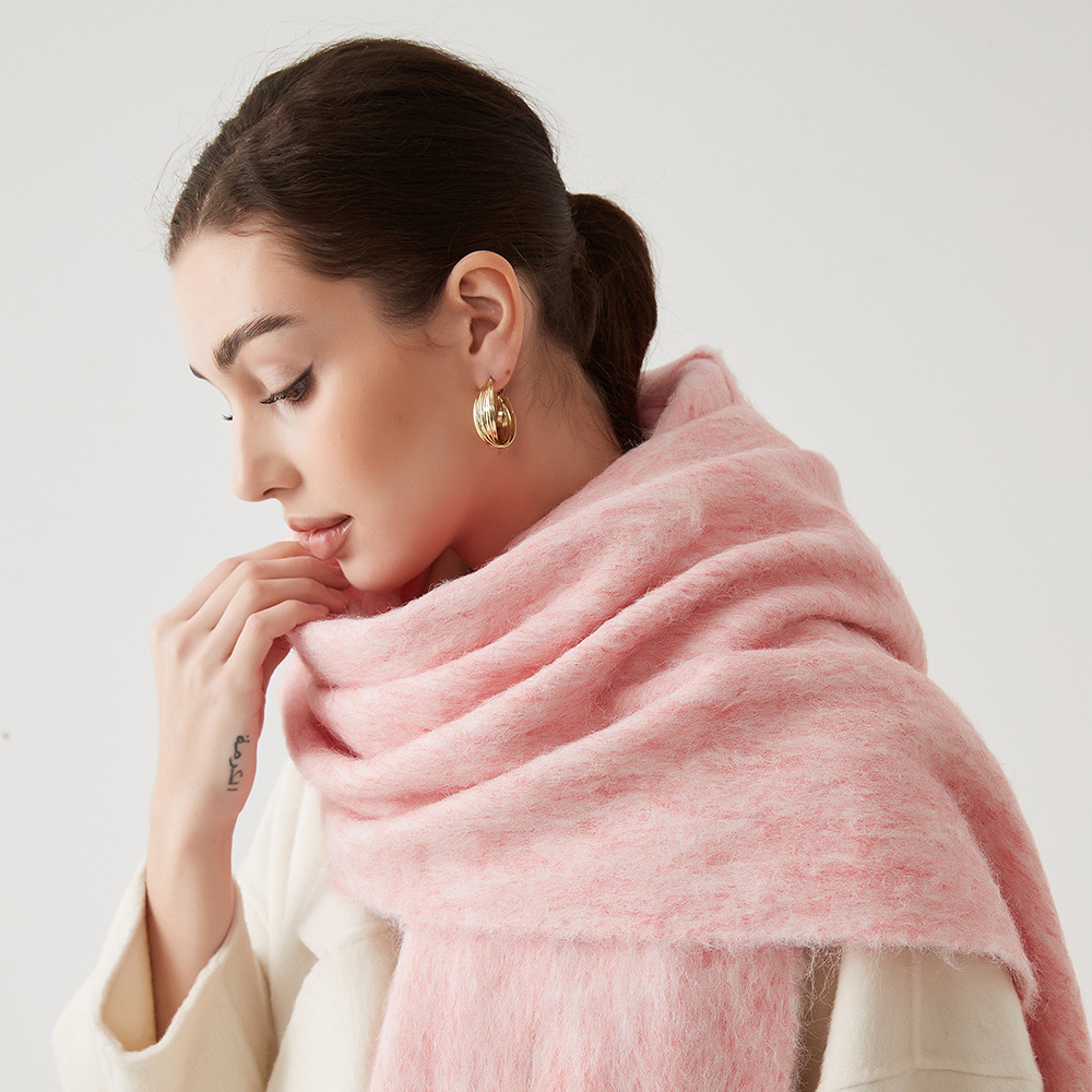 Lady Autumn Winter Scarves, Thickened Wool Blend Muffler, Soft Thermal Shawl, Versatile Multi-color Scarf for Women – view 19