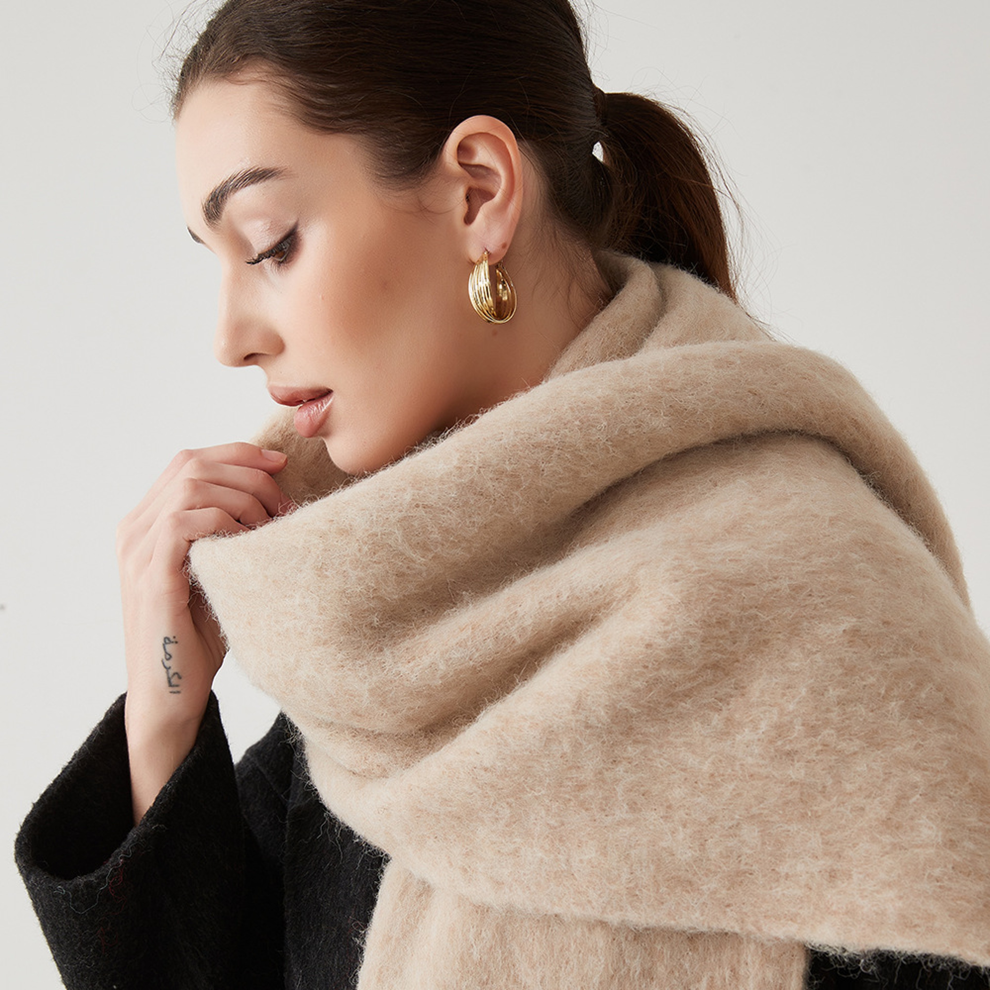 Lady Autumn Winter Scarves, Thickened Wool Blend Muffler, Soft Thermal Shawl, Versatile Multi-color Scarf for Women – view 20