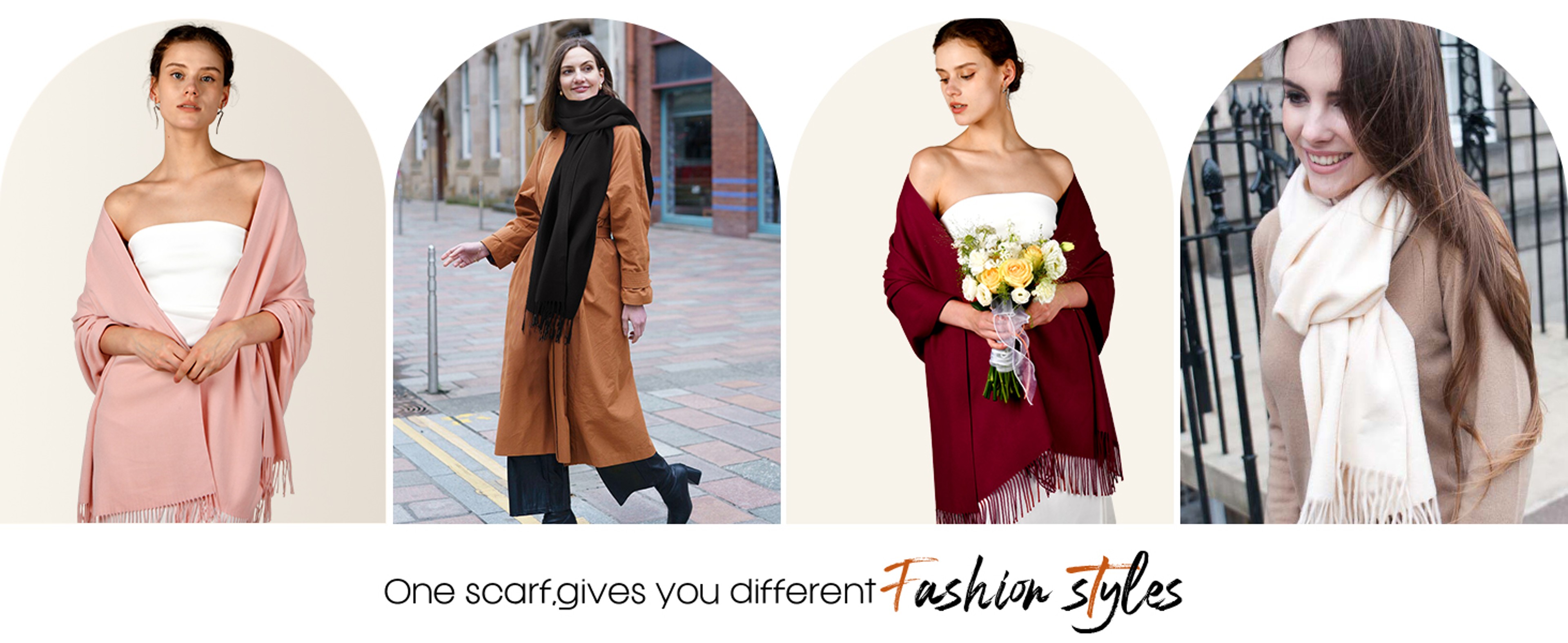 Luxury Solid Cashmere Scarf, Winter Warm Shawl Wrap with Tassels, Soft Pashmina for Women and Men – view 18