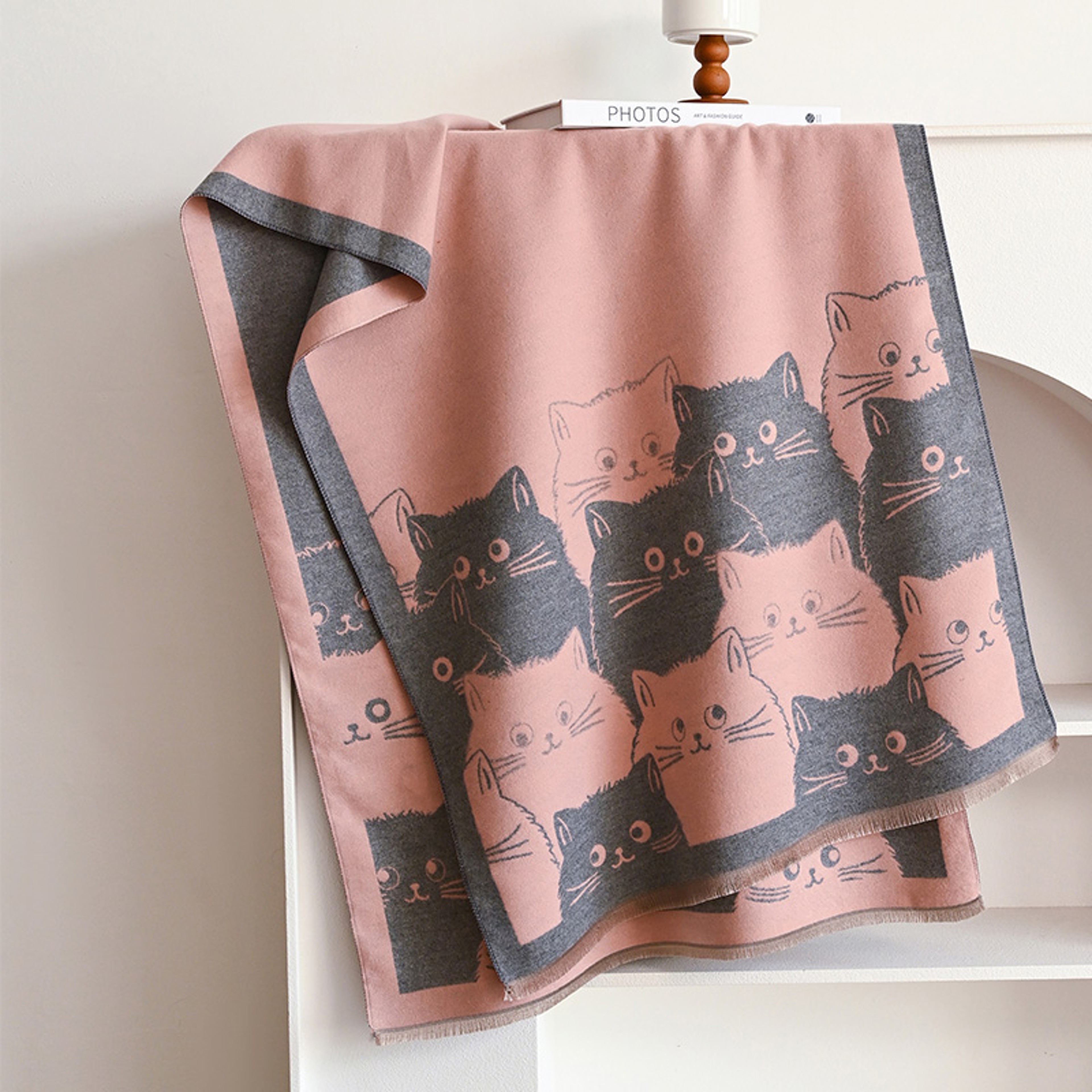 Cute Cat Ladies Jacquard Pashmina Cashmere Scarf Winter Thick Warm Shawl Coldproof Windproof Blanke 11