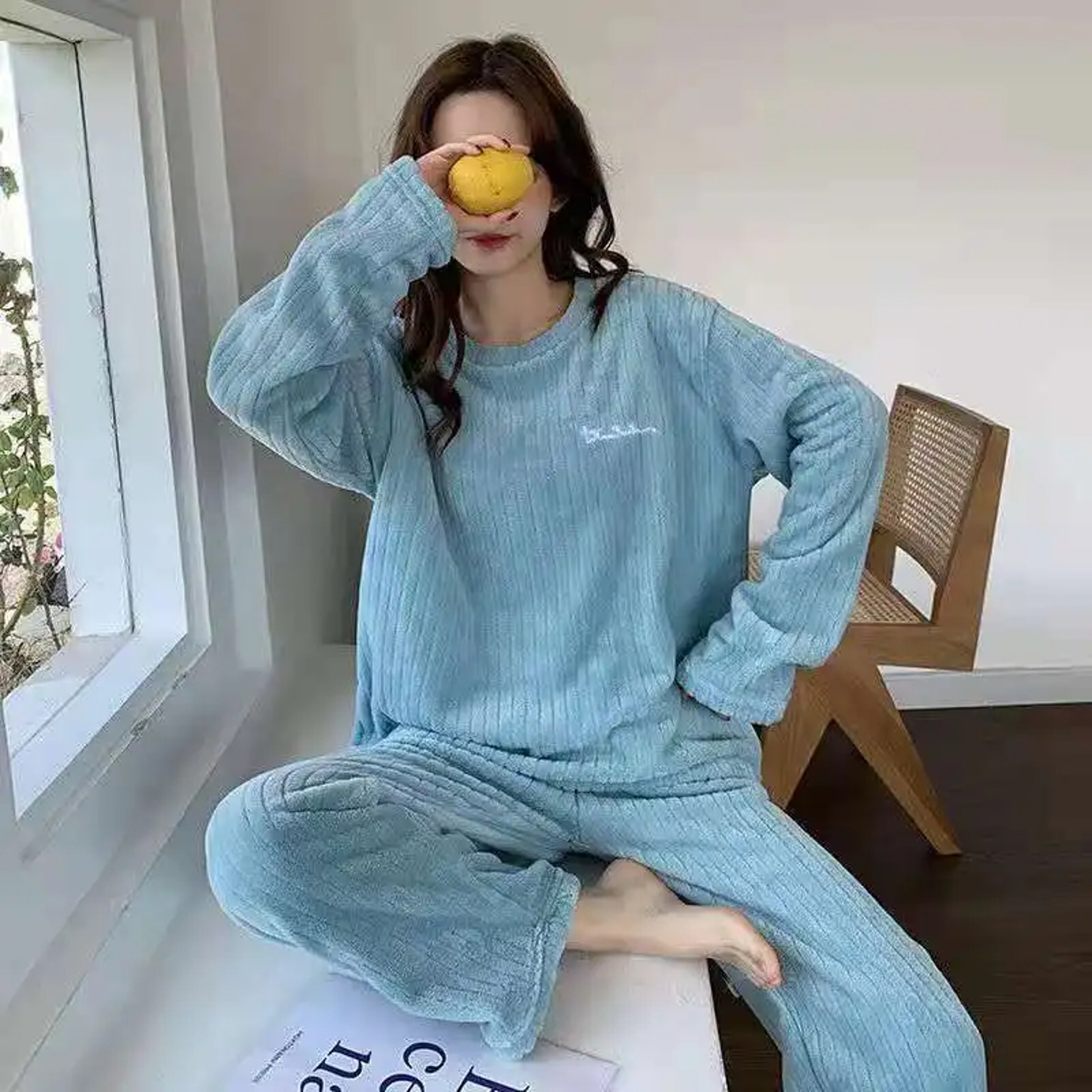 Homewear Suit Womens Fall And Winter Warm Clothes Winter Womens New Pajamas Coral Velvet Leisure Pa 5