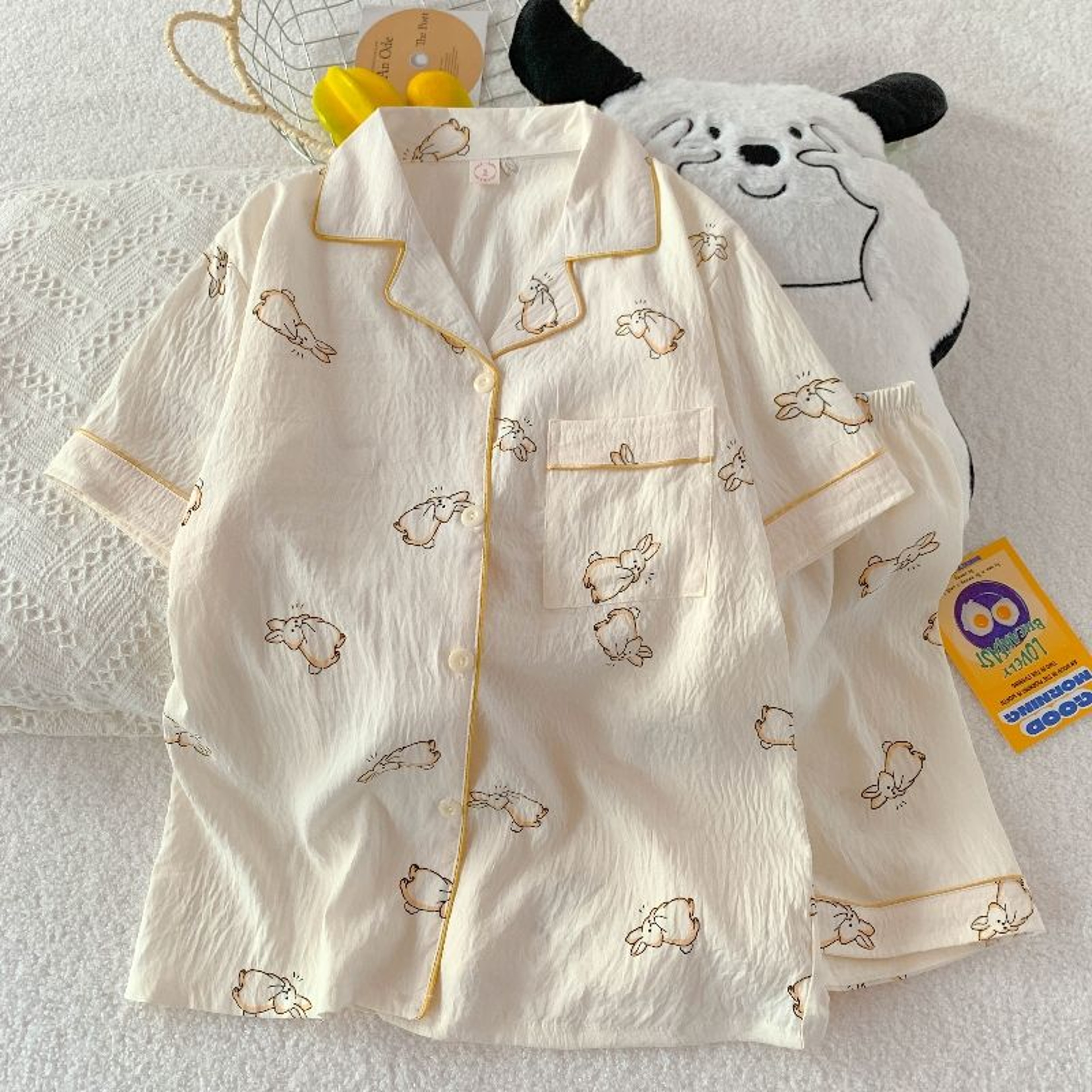 Polka Dot Pajama Set For Women Cotton Sleepwear Top And Shorts Casual Comfortable Home Suit Sweet S 7