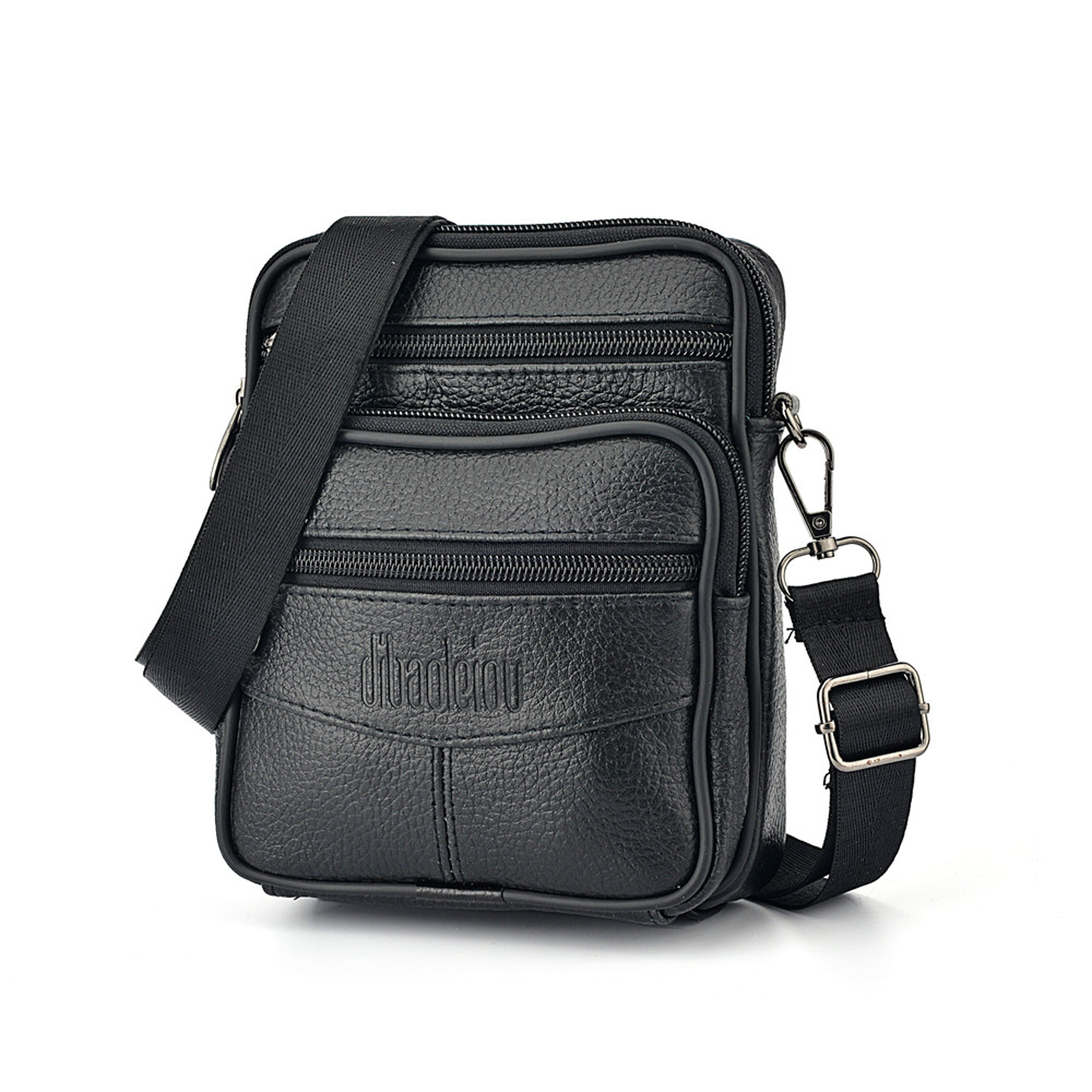 High Quality Zipper Pocket Mens Genuine Leather Crossbody Bag Retro Business Messenger Bag For Men 5