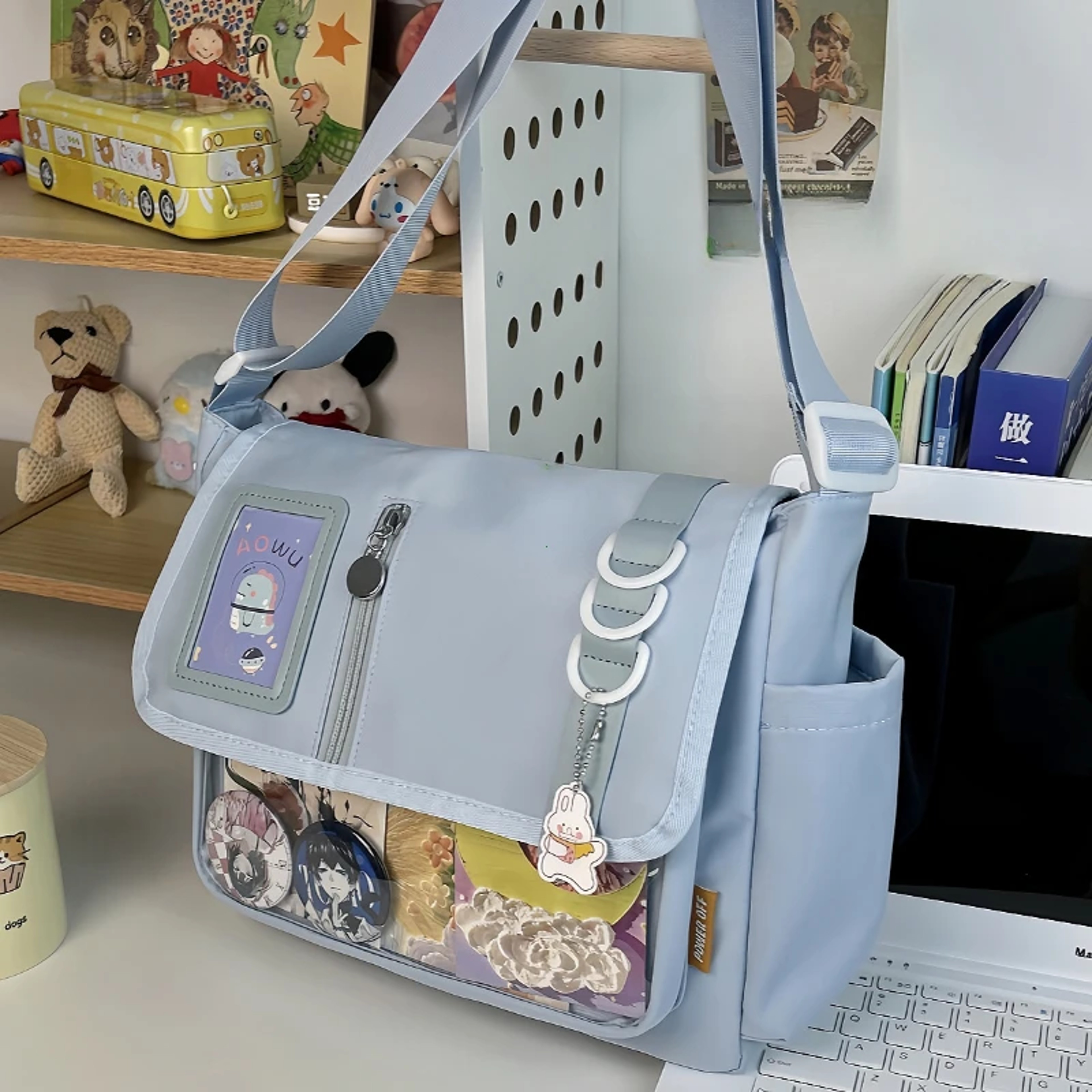 Japanese Harajuku School Bags For Teenage Girls Transparent Itabag Crossbody Bag DIY Badges Display 8