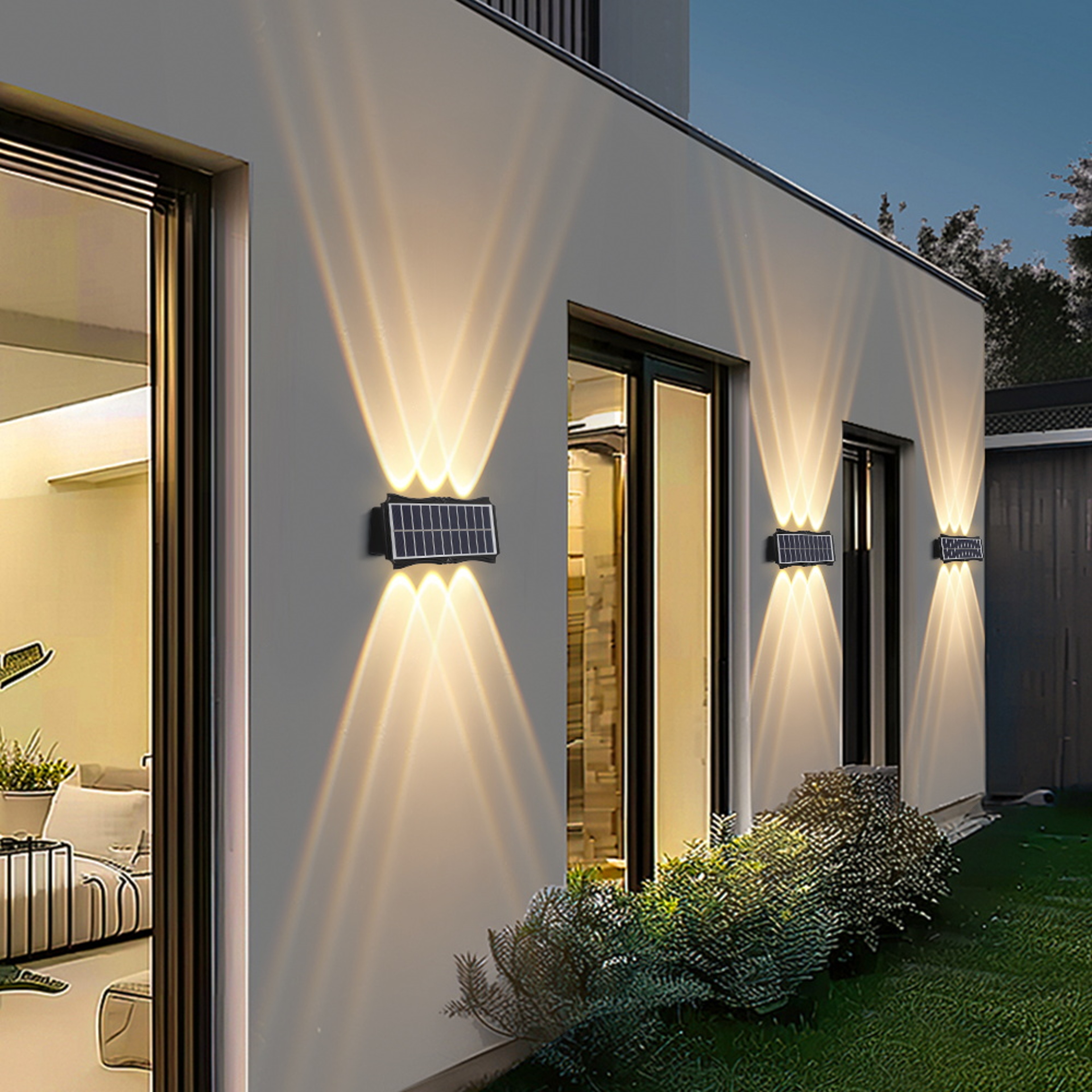 Waterproof Solar Wall Light LED Courtyard Street Lamp Outdoor Garden Wall Lamp For Home Decoration  0