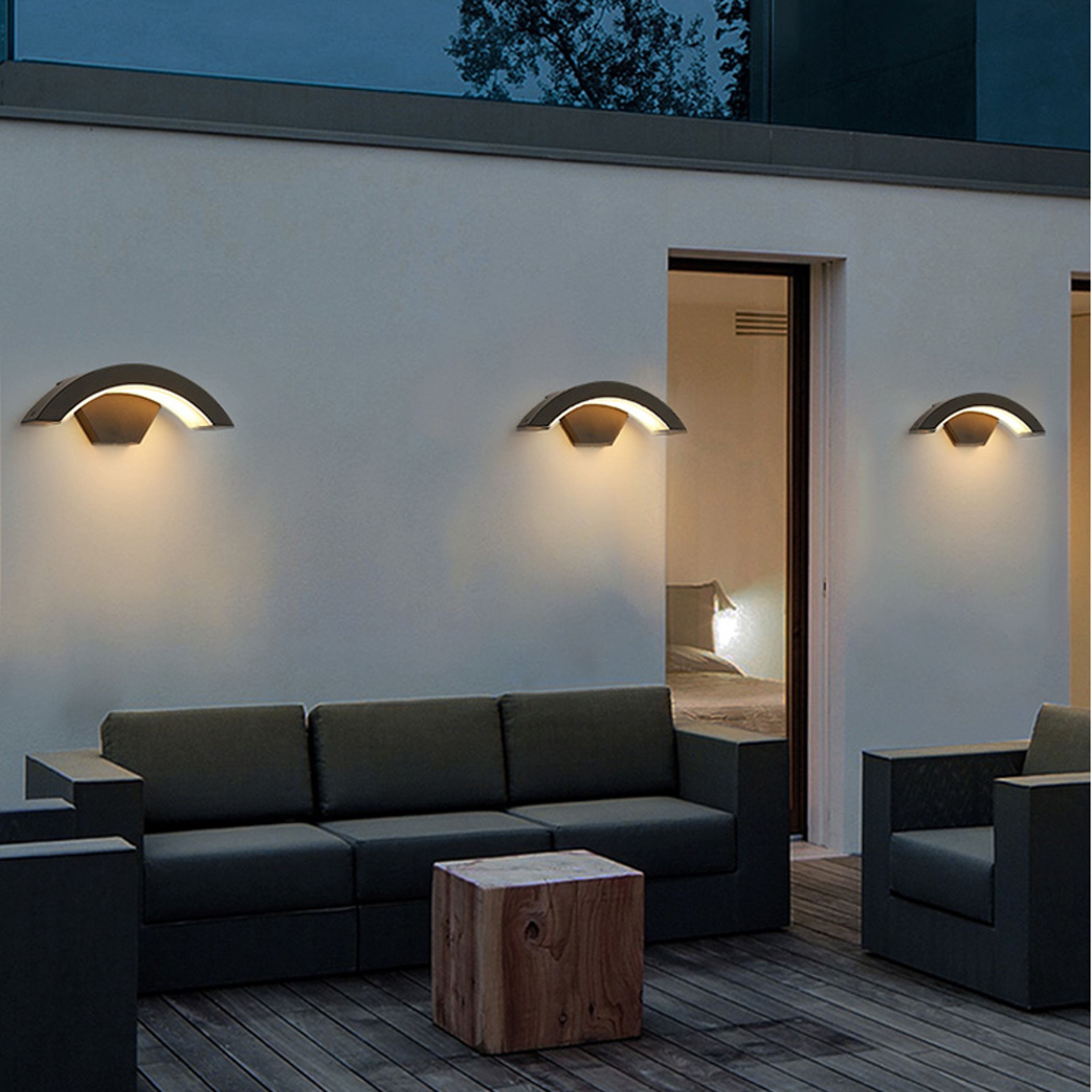 Waterproof PIR Motion Sensor Outdoor Wall Lamp Modern Black Aluminum Wall Light For Garden Porch Fr 3