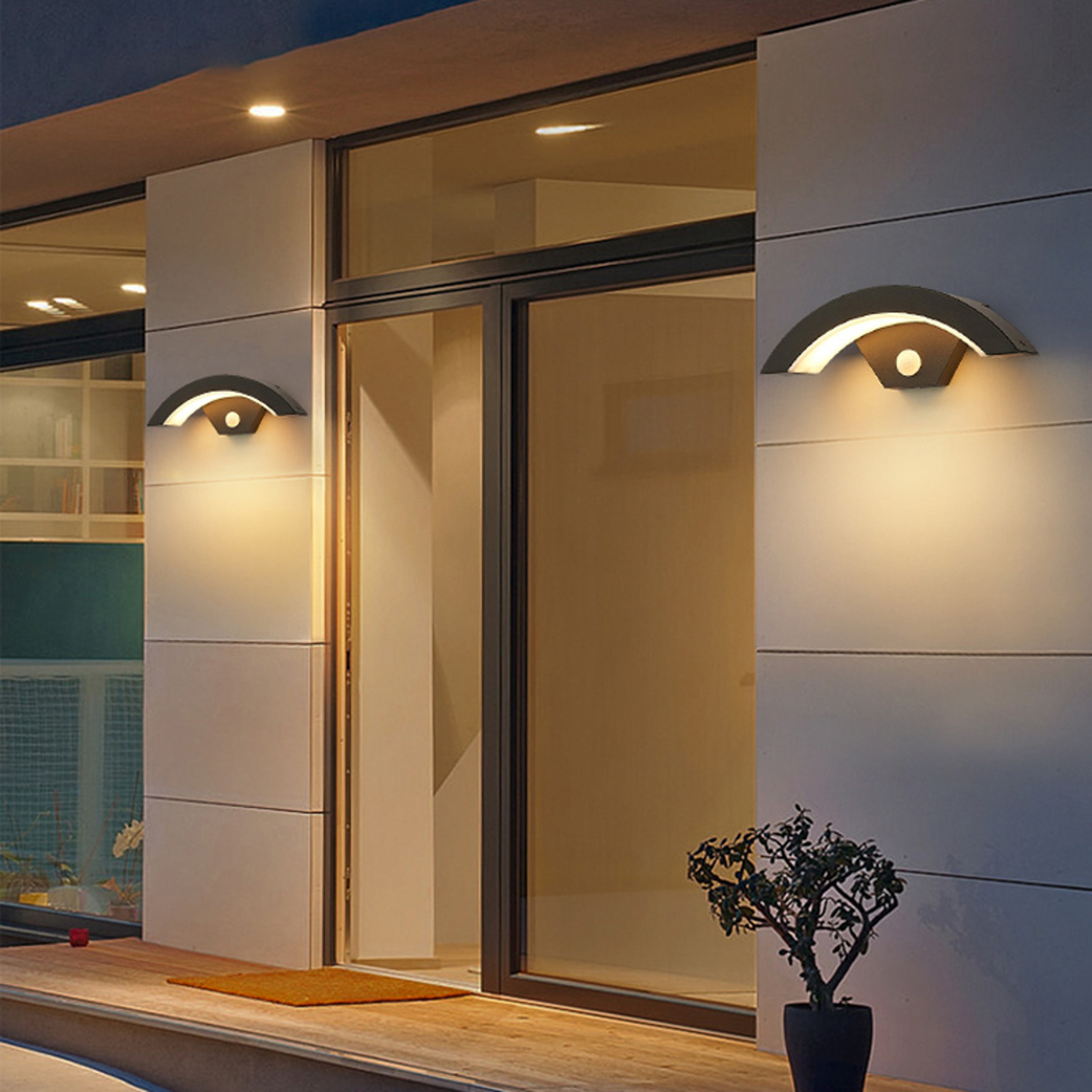 Waterproof PIR Motion Sensor Outdoor Wall Lamp Modern Black Aluminum Wall Light For Garden Porch Fr 0