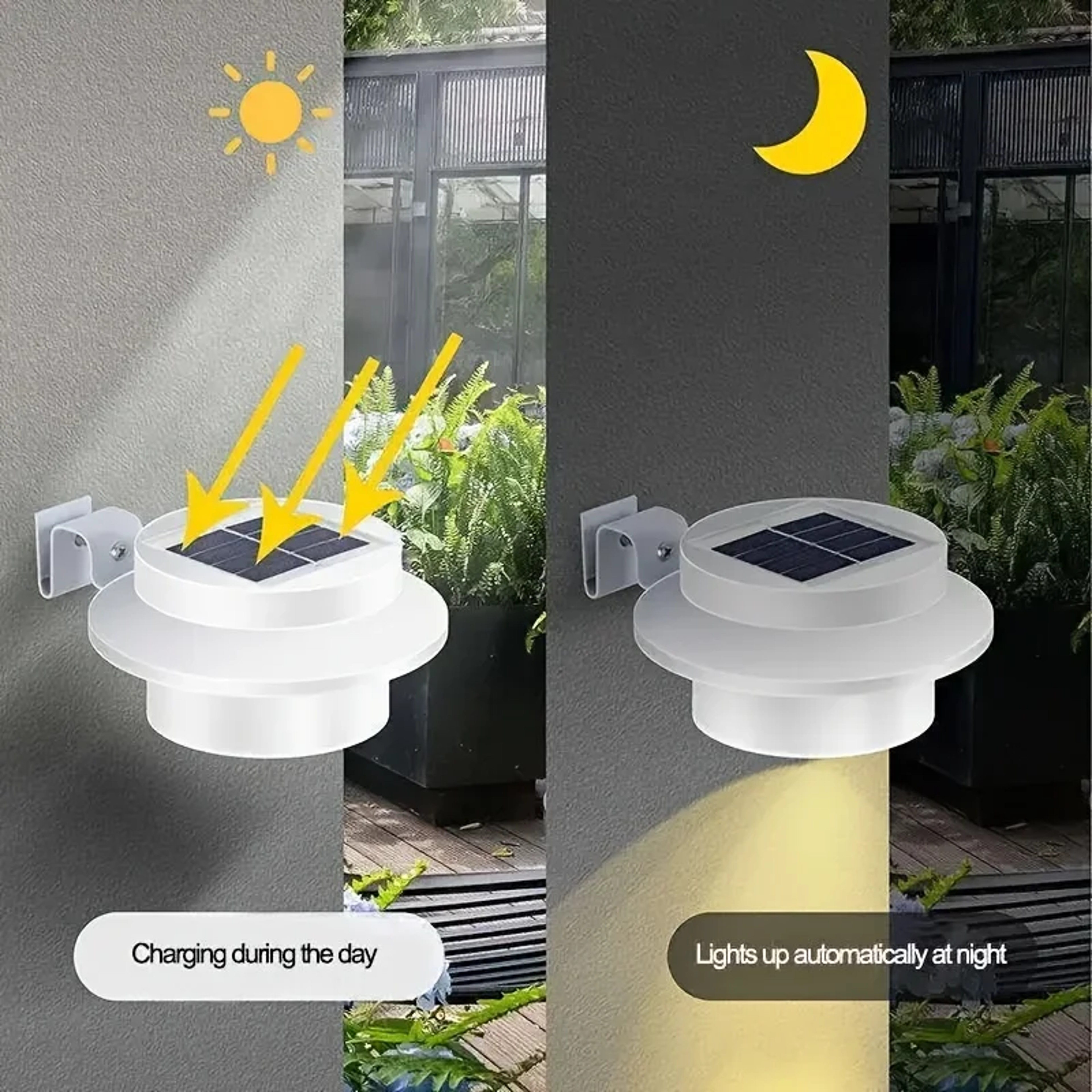 Waterproof Solar Gutter Lights Solar Charge Porch Wall Fixtures Outdoor Pathway Fence Illumination  3