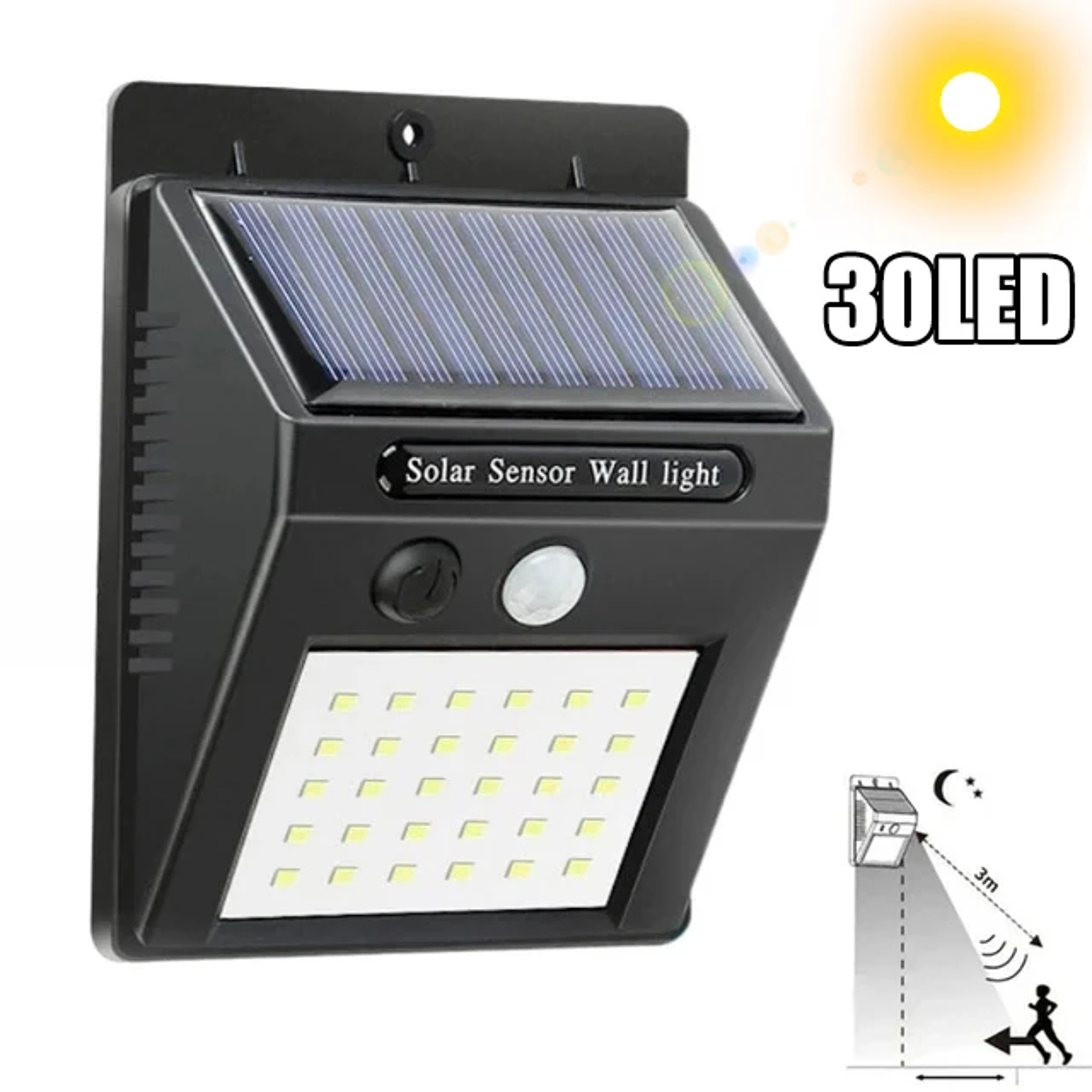 Outdoor Solar Powered LED Motion Sensor Wall Light Waterproof Street Lamp For Yard Garden Garage Fe 6