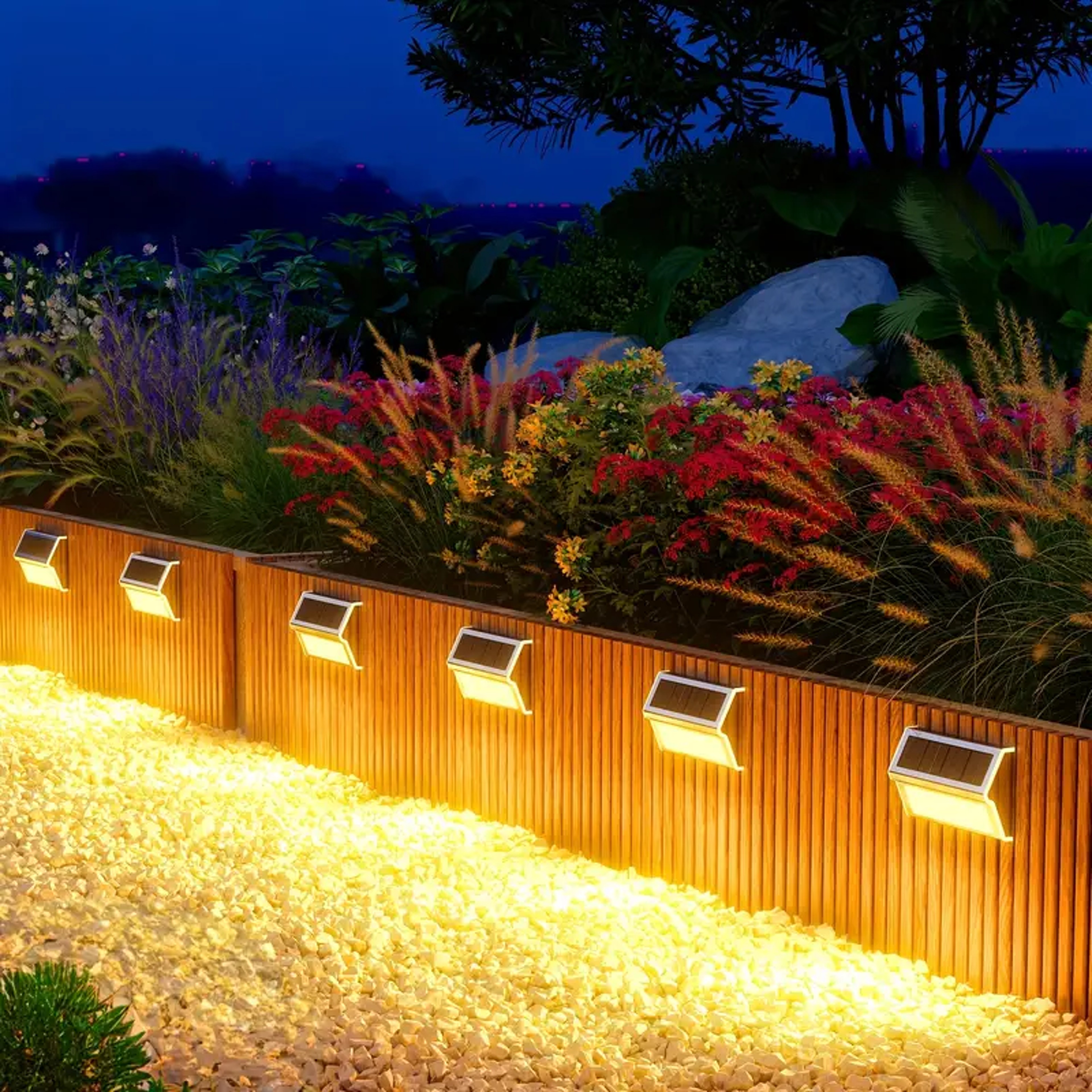 Outdoor LED Solar Stainless Steel Staircase Step Fence Guardrail Wall Light For Garden Courtyard At 1