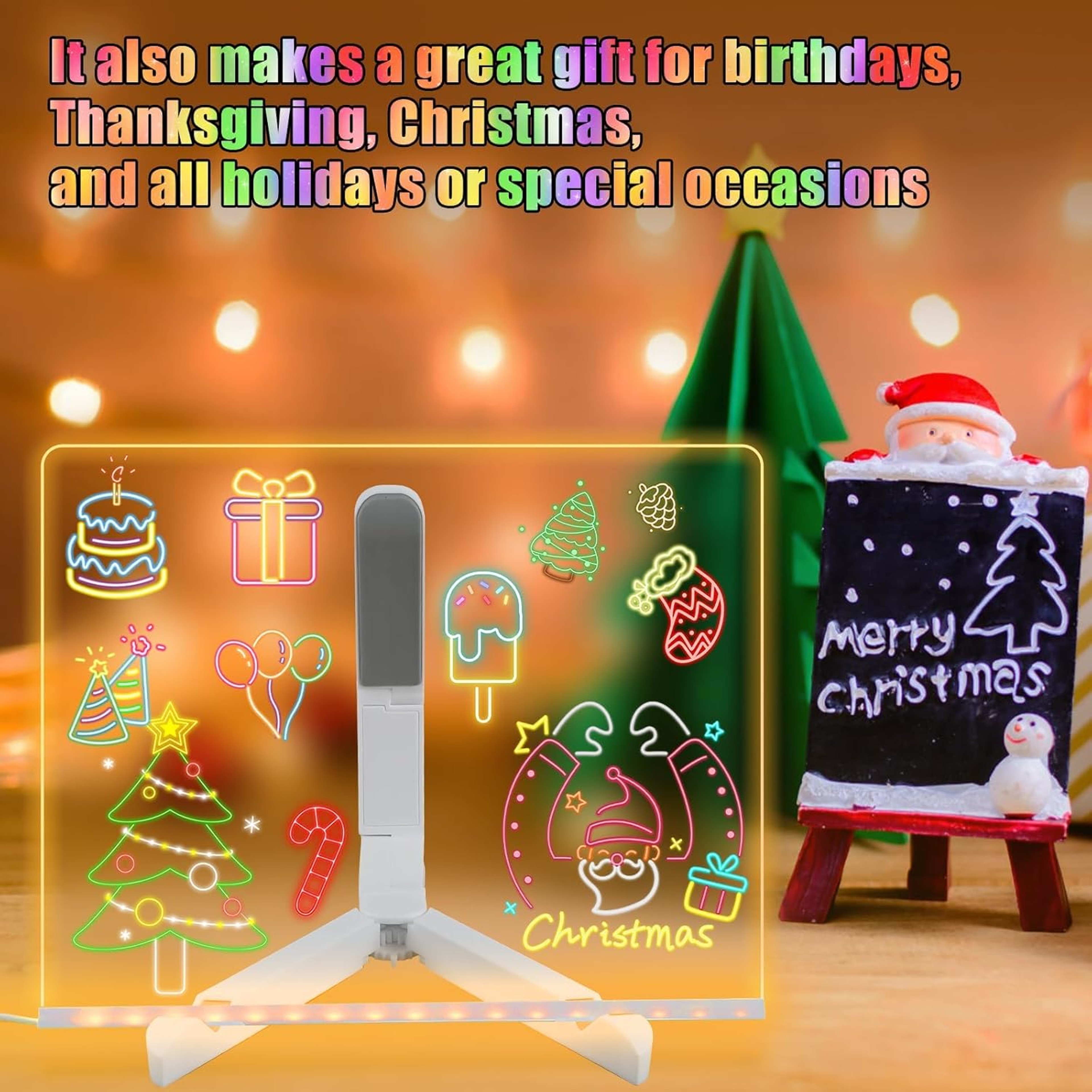 LED Note Board With Night Light Colorful DIY Acrylic Message Board Childrens Drawing Board Kids Bir