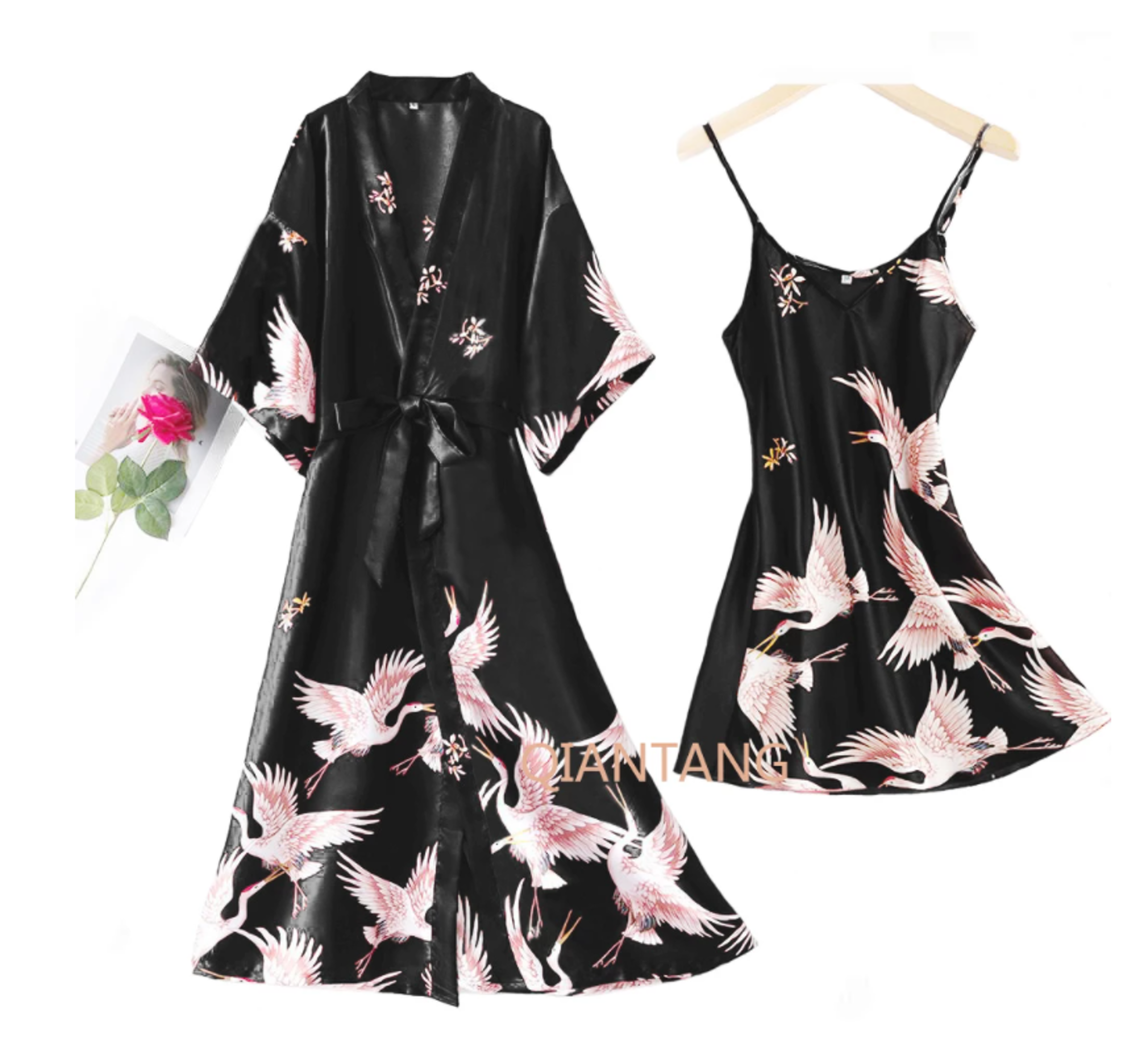 Sexy Nightwear Gown Women Pyjama V Neck Silky Sleepwear Spring Lady Sleep Suit Robe Homewear Neglig 0