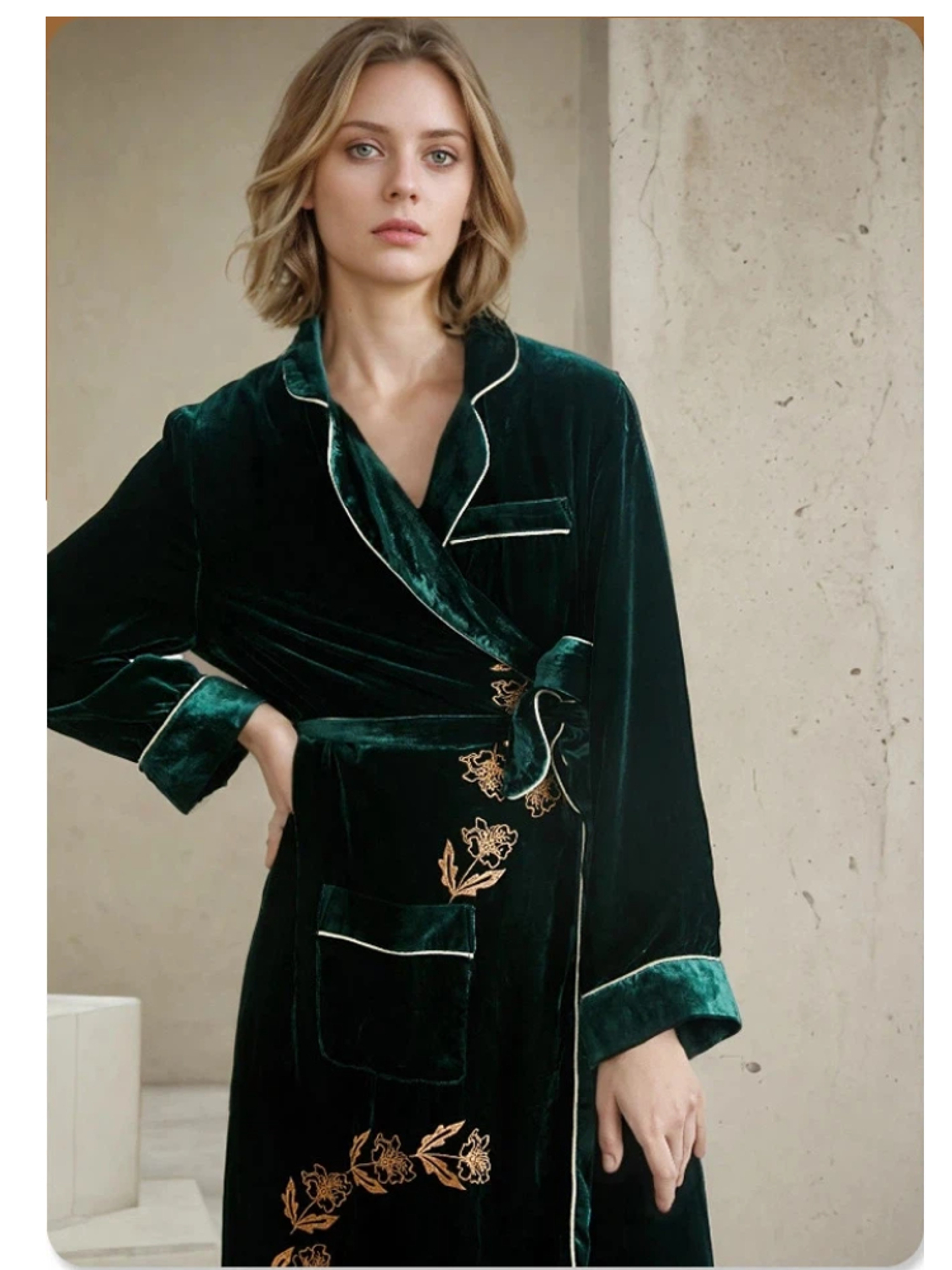 Mulberry Silk Velvet Long Sleeve Bathrobe Momme Heavyweight Silk Kimono Thickened Warm Robe For Win