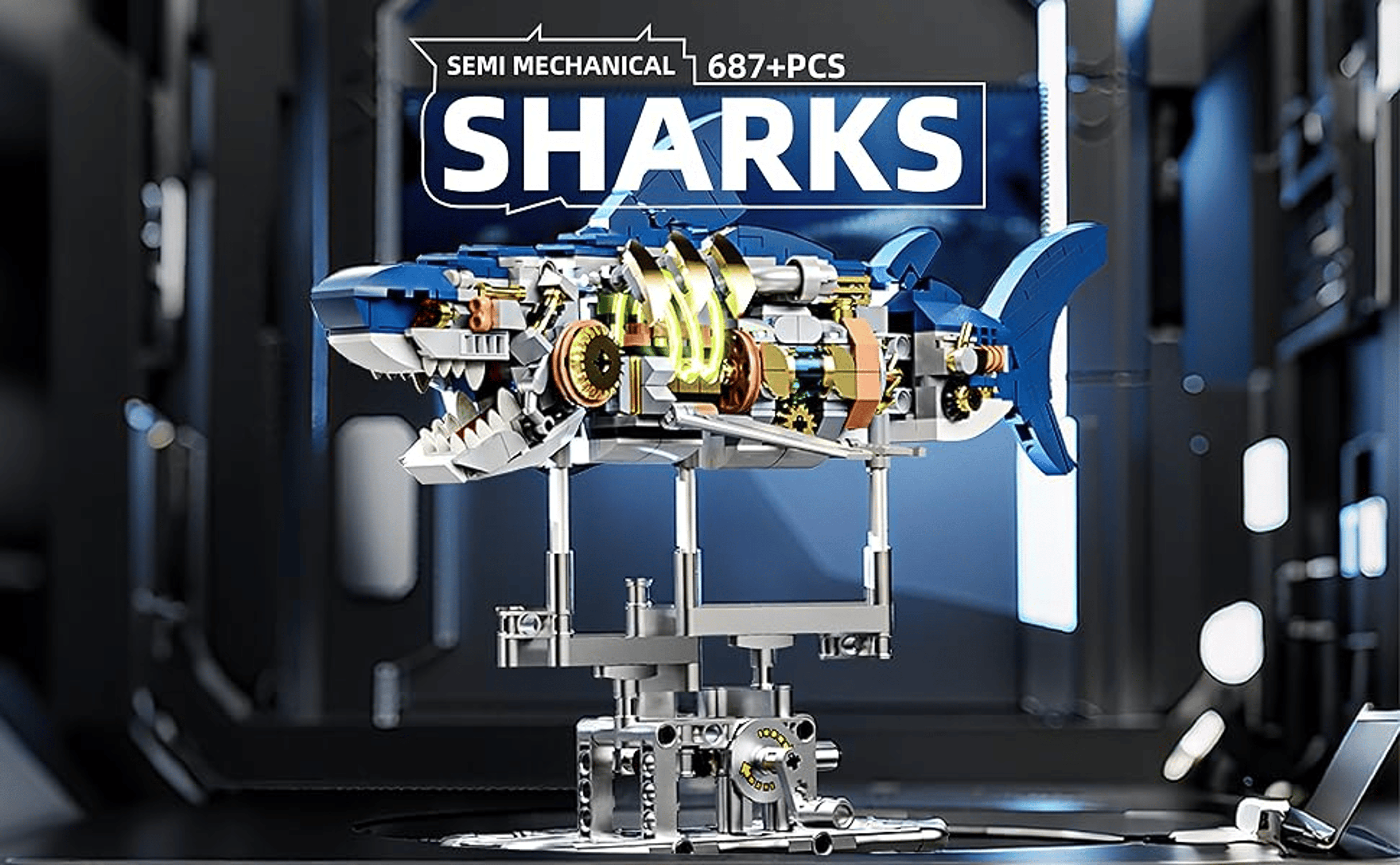 Mechanical Shark Toy Kit With Lights, Interactive STEM Model for Kids & Collectors – view 15