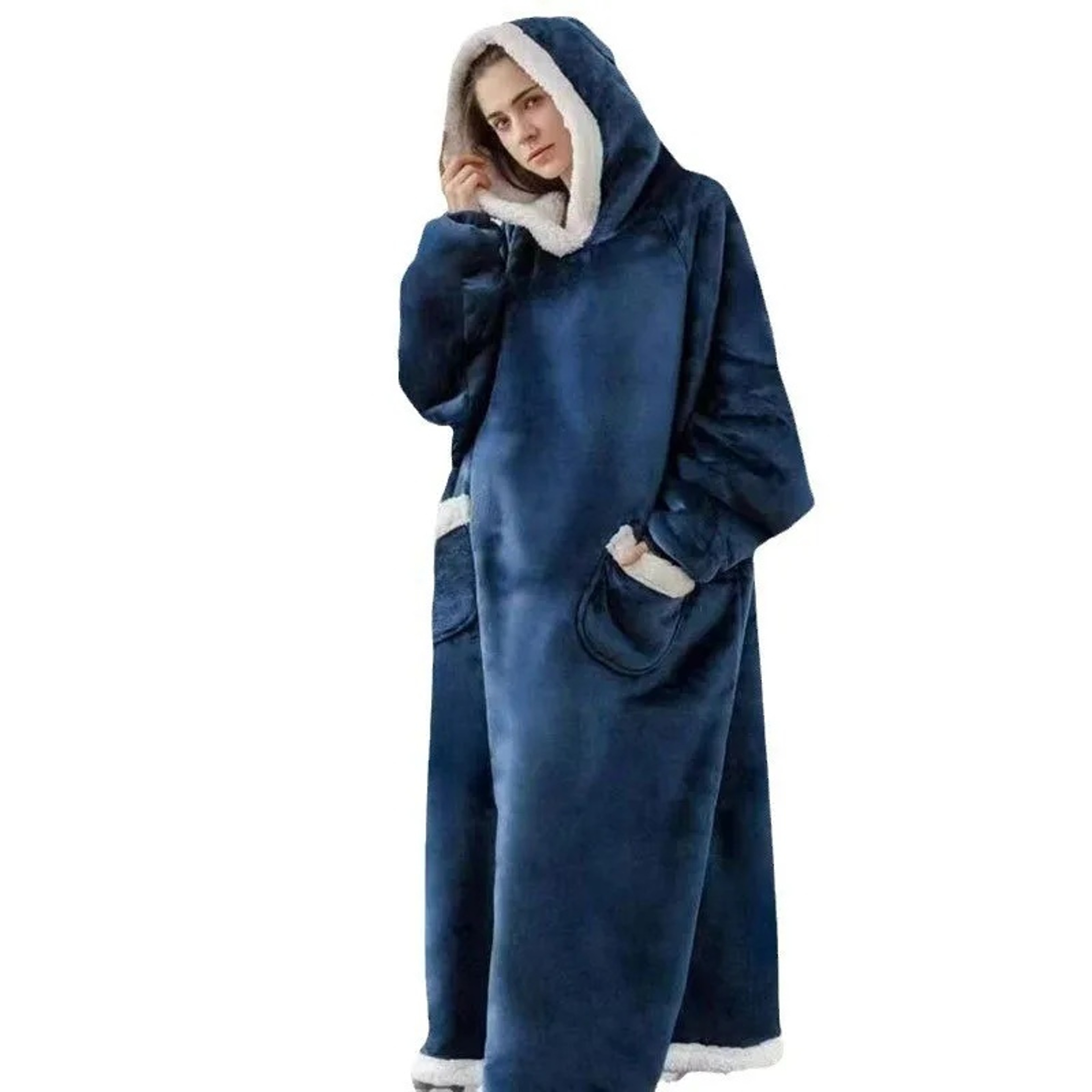 Thickened Hooded Warm Moose Blanket New Lazy Person Pajamas Pullover Loose Fit Outerwear Bathrobe 1