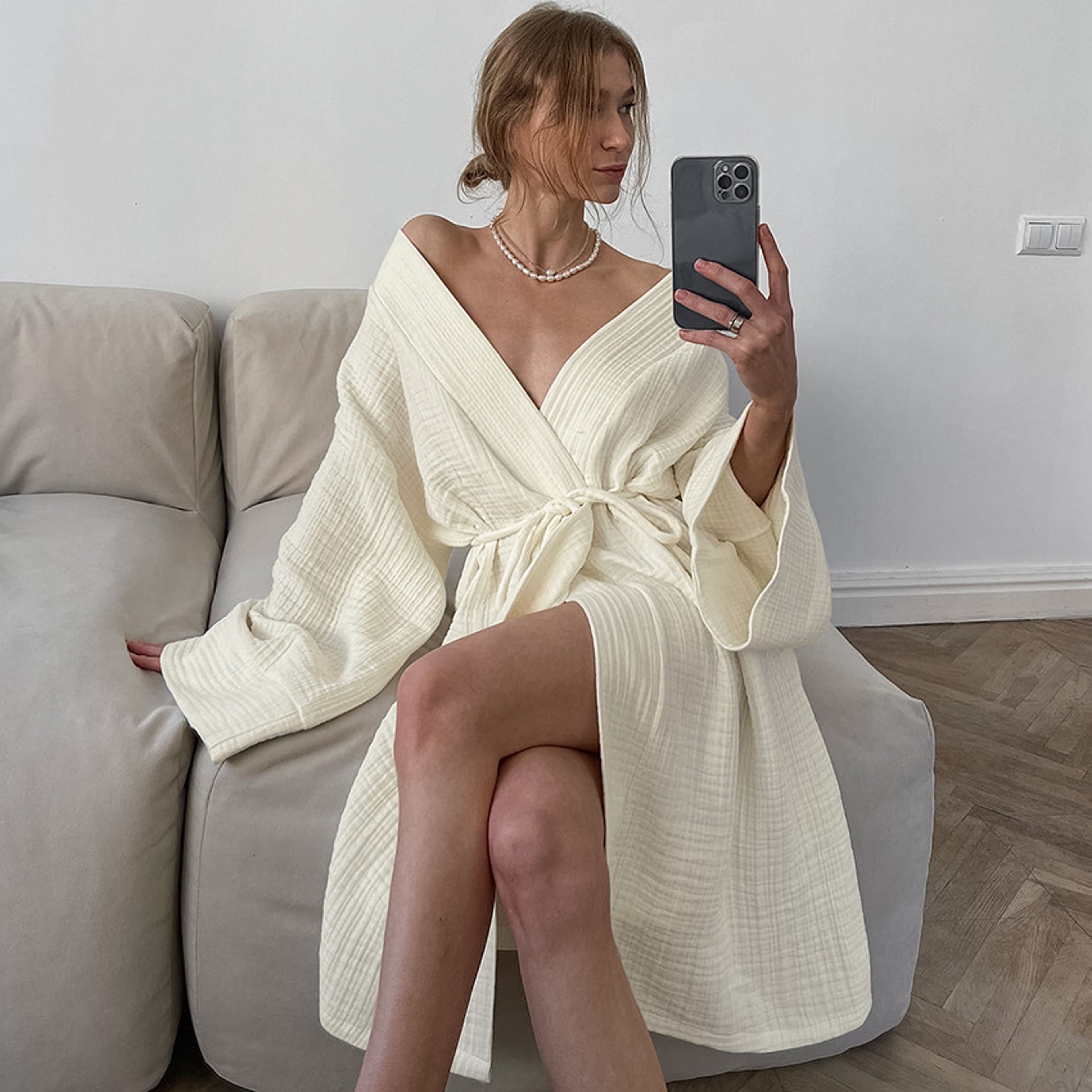 Cotton Womens Nightgown Gown Robe Spring Summer Long Sleeve Cardigan Gown Morning Pajamas For Home  0