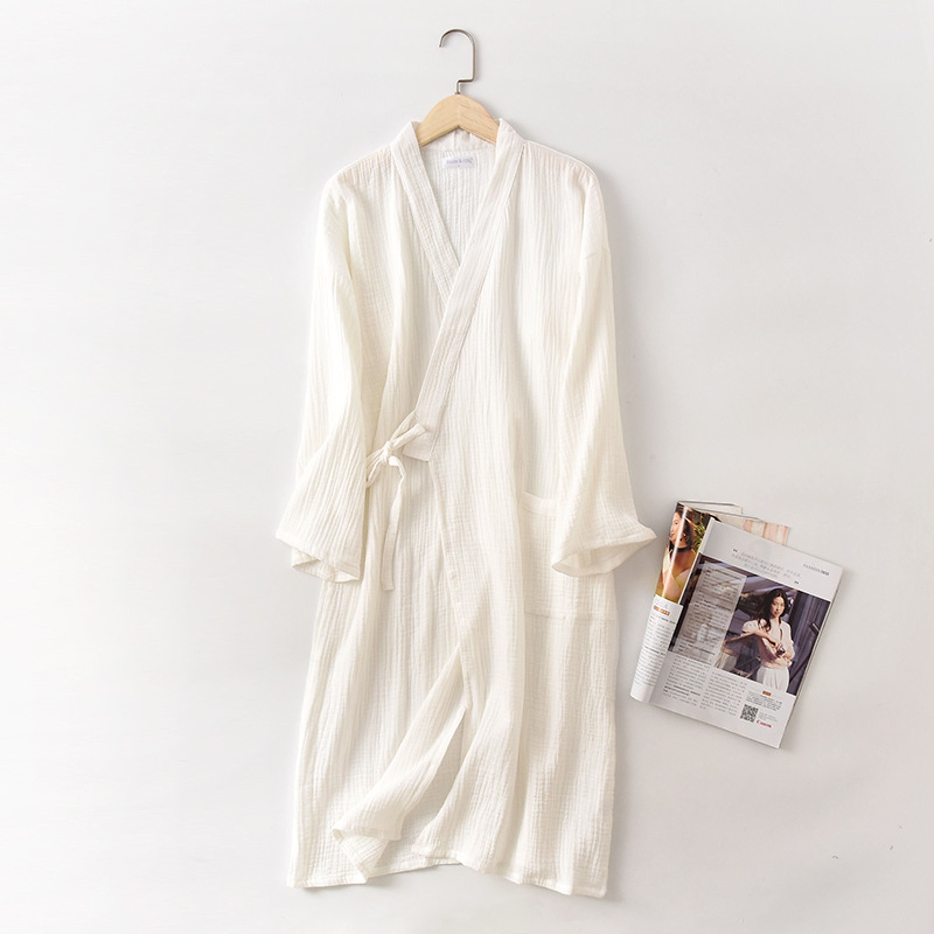 Japanese Robe For Couples New Spring And Autumn Cotton Crepe Bathrobe Men And Women Sleepwear 2