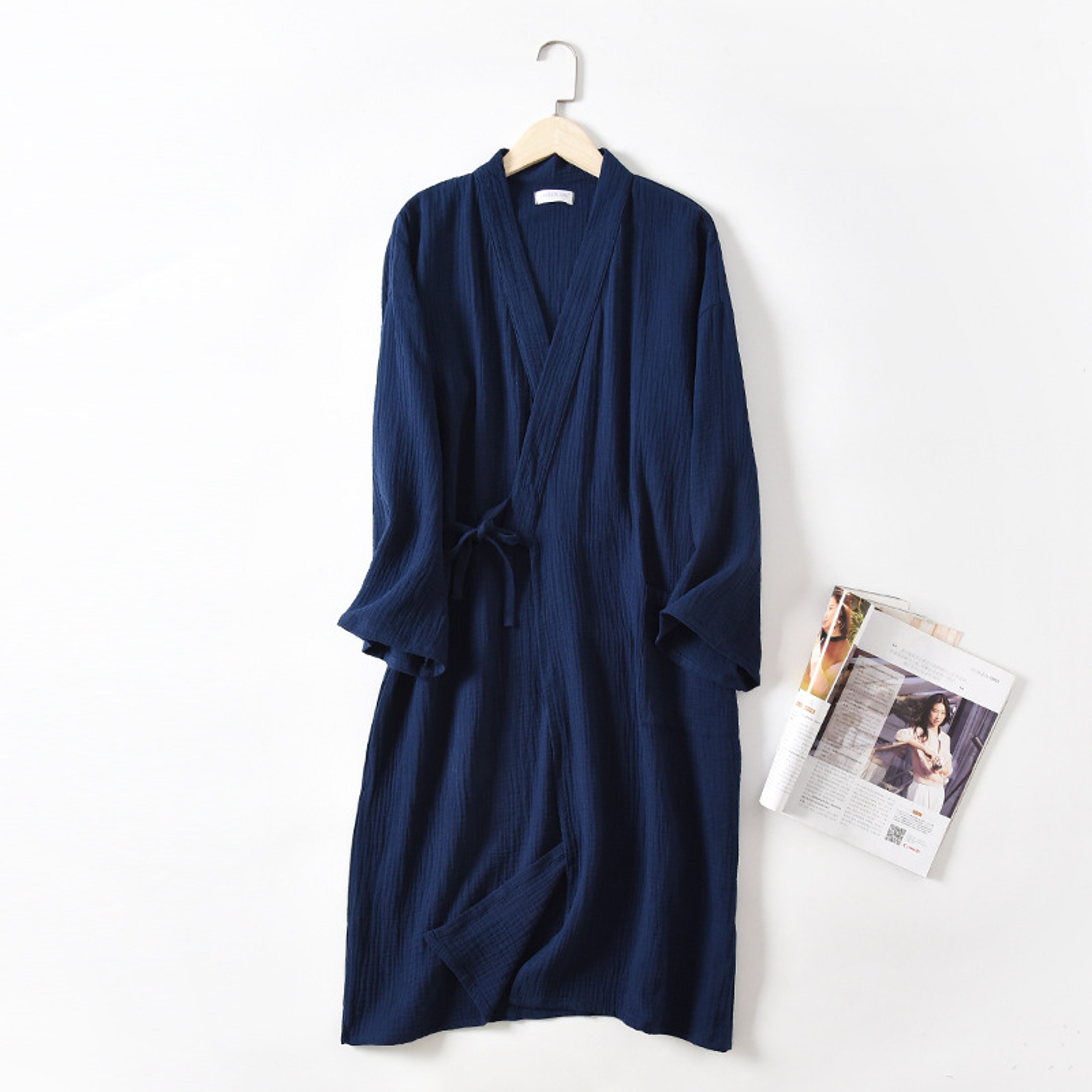 Japanese Robe For Couples New Spring And Autumn Cotton Crepe Bathrobe Men And Women Sleepwear 3