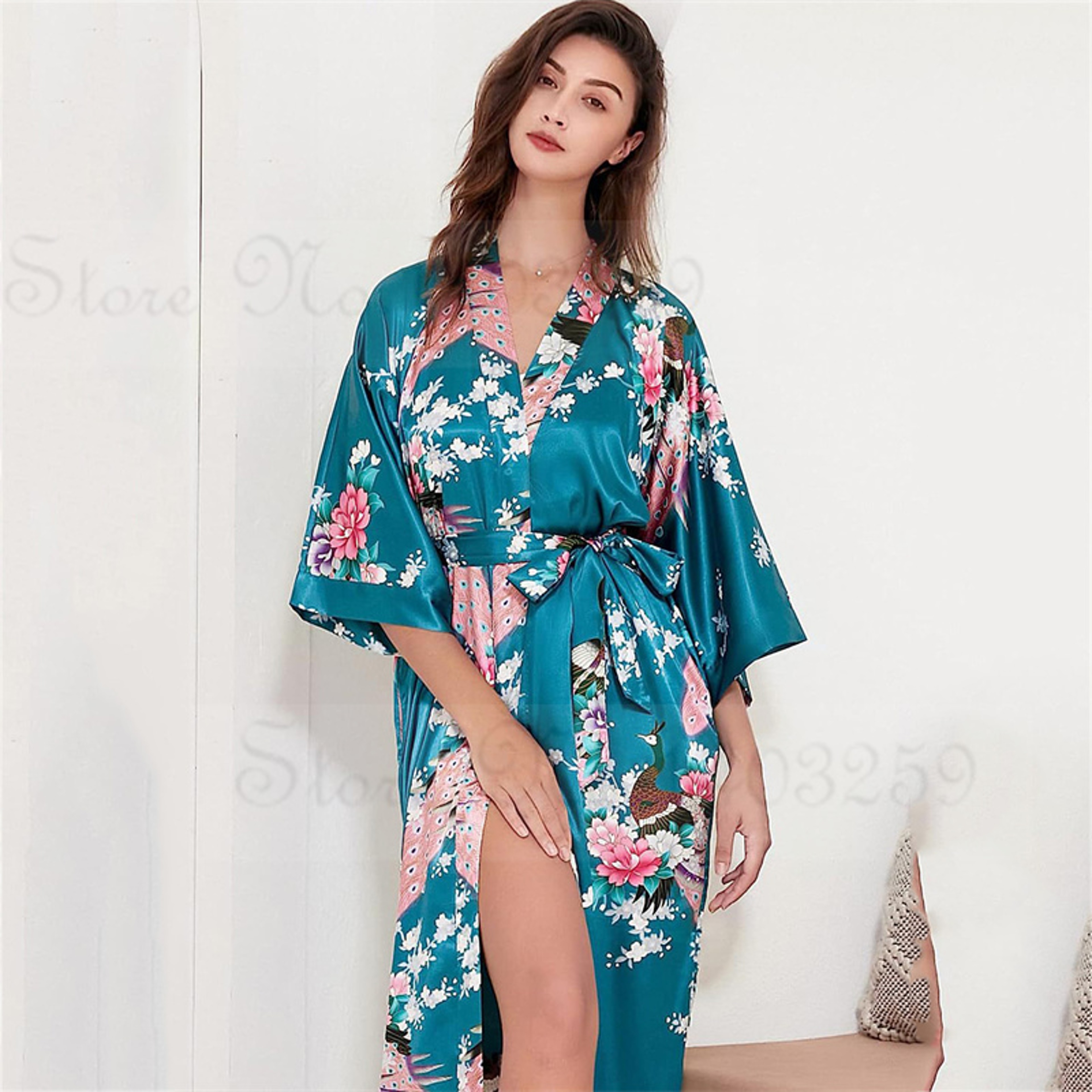 Women Satin Long Robe Sexy Wedding Bride Bridesmaid Gown Oversize Bathrobe With Pockets Loungewear  0