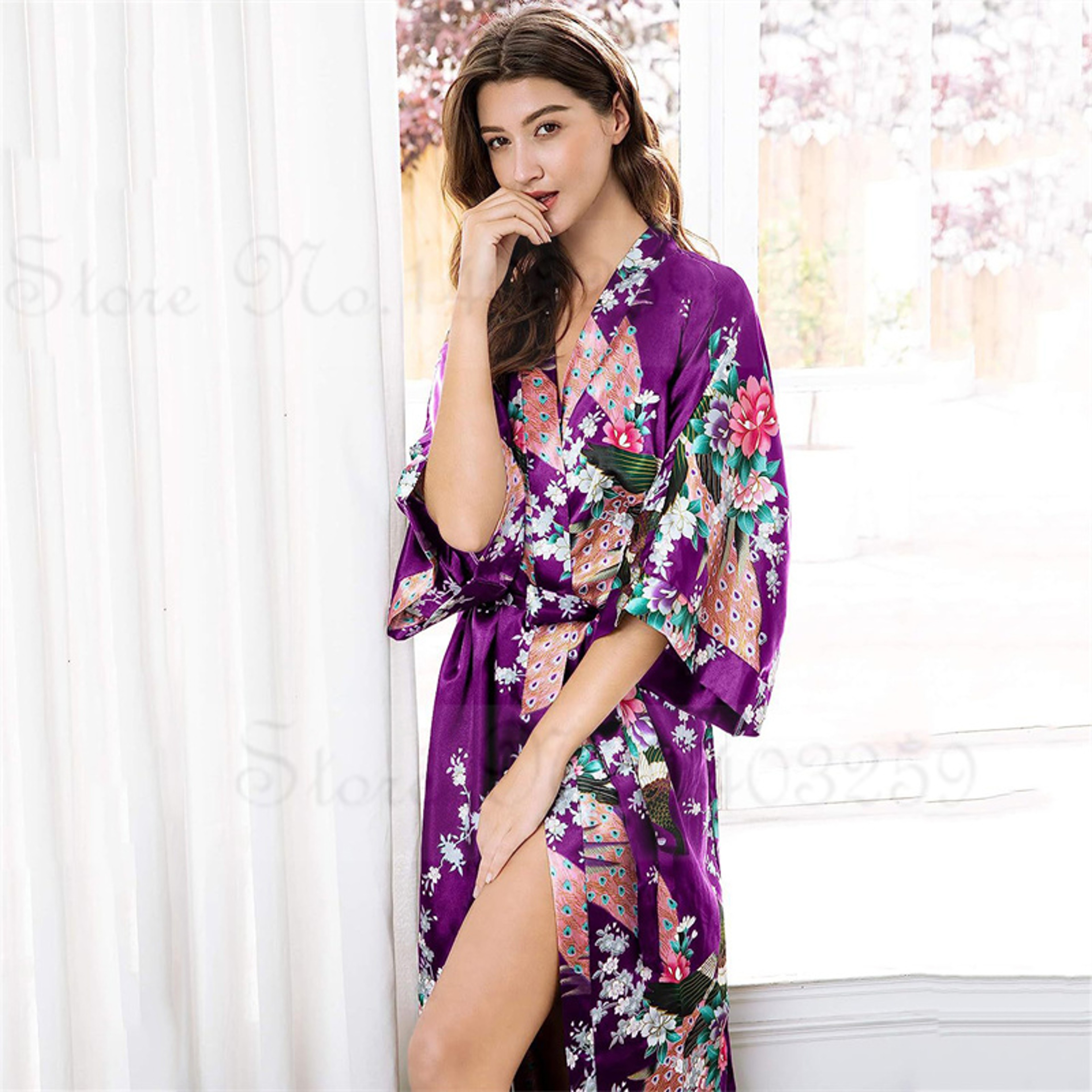Women Satin Long Robe Sexy Wedding Bride Bridesmaid Gown Oversize Bathrobe With Pockets Loungewear  1
