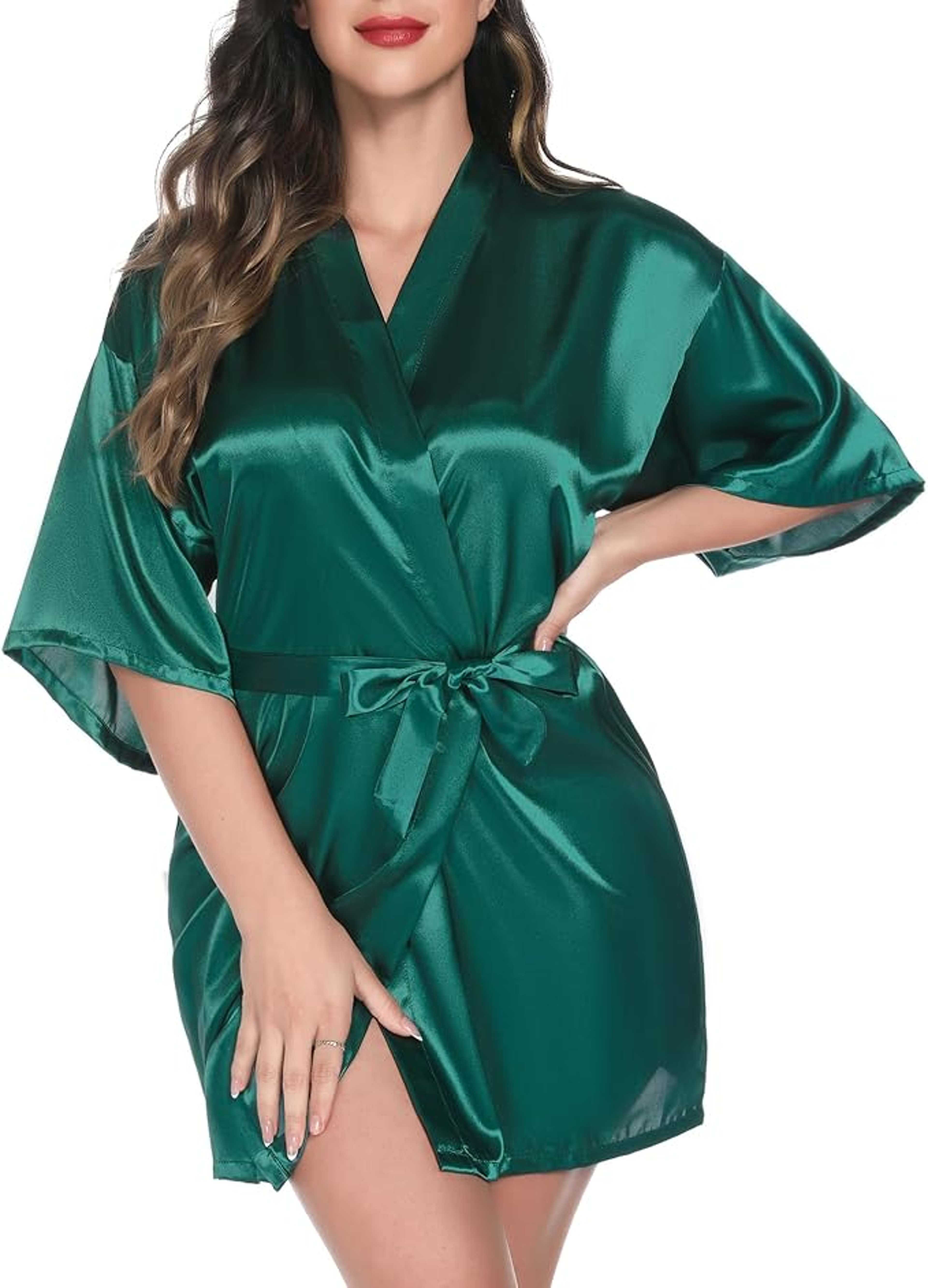 Summer Champagne Chinese Bride Satin Wedding Robe Sexy Nightdress Women Nightgown Bathrobe Gown Neg 8