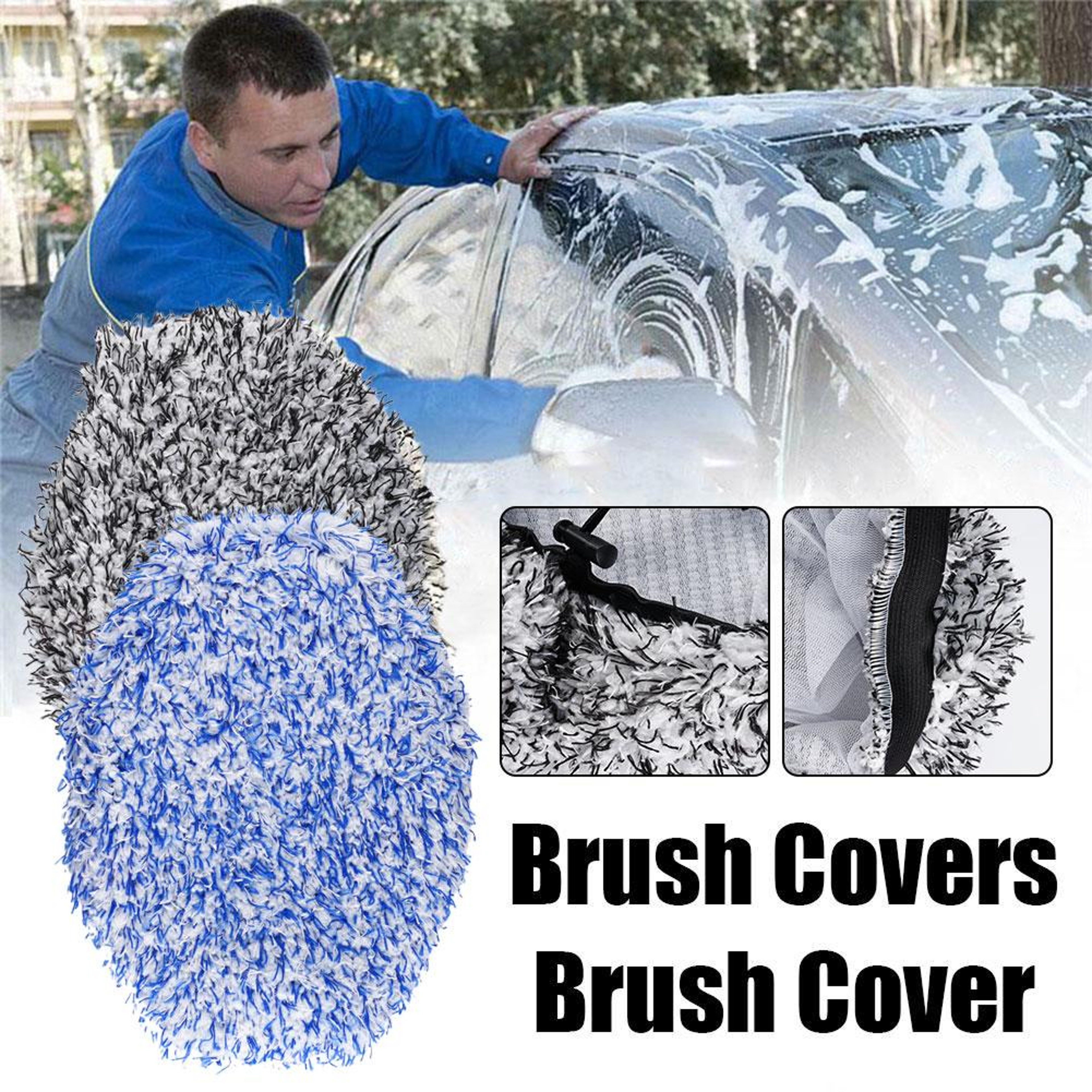 Longhandle Water Brush Replacement Cloth Plush Chenille Mop Cover Car Cleaning Brush Household Mop  1