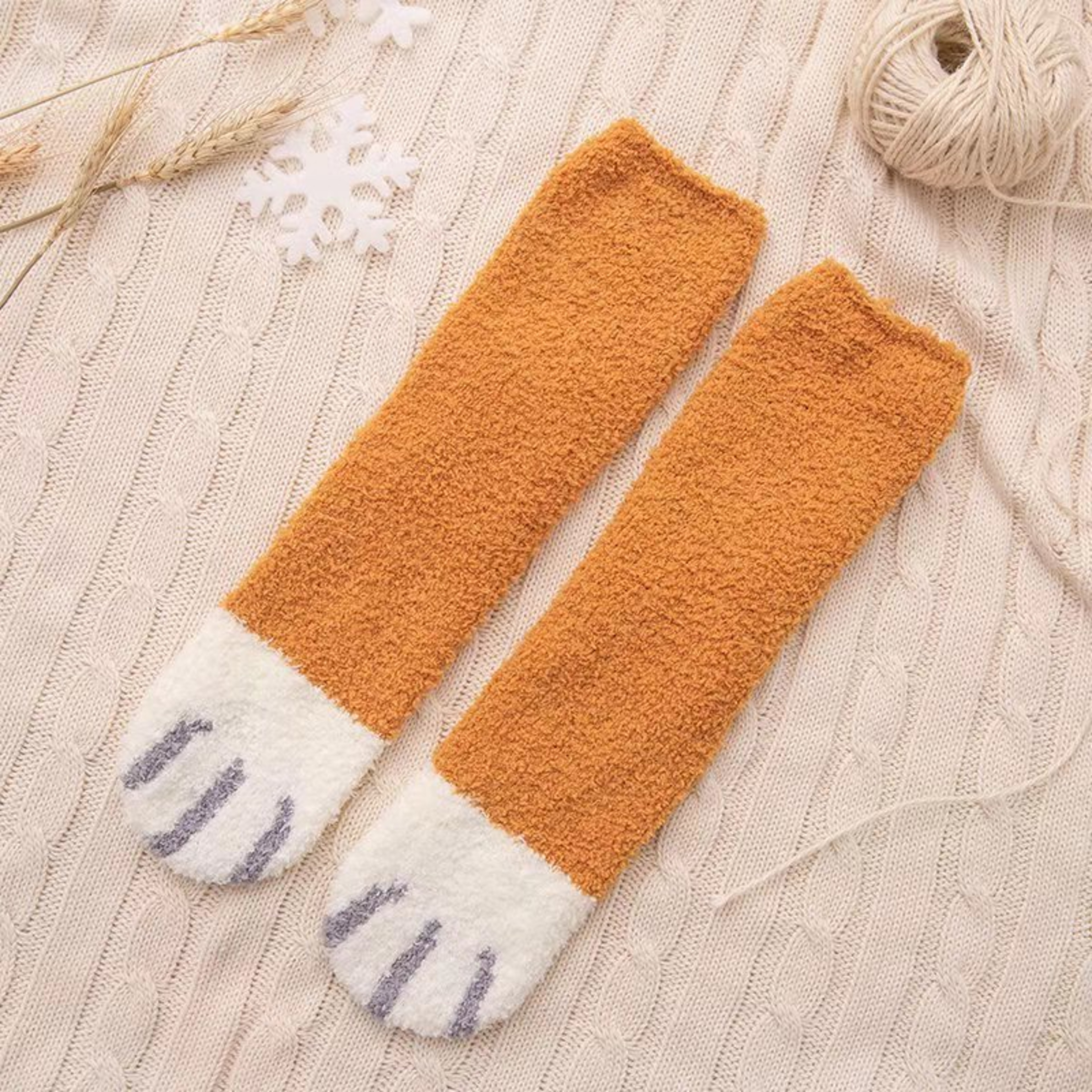 Women Winter Warm Fluffy Socks Thick Coral Fleece Home Socks Cute Animal Claw Cat Paw Footprint Fuz 7