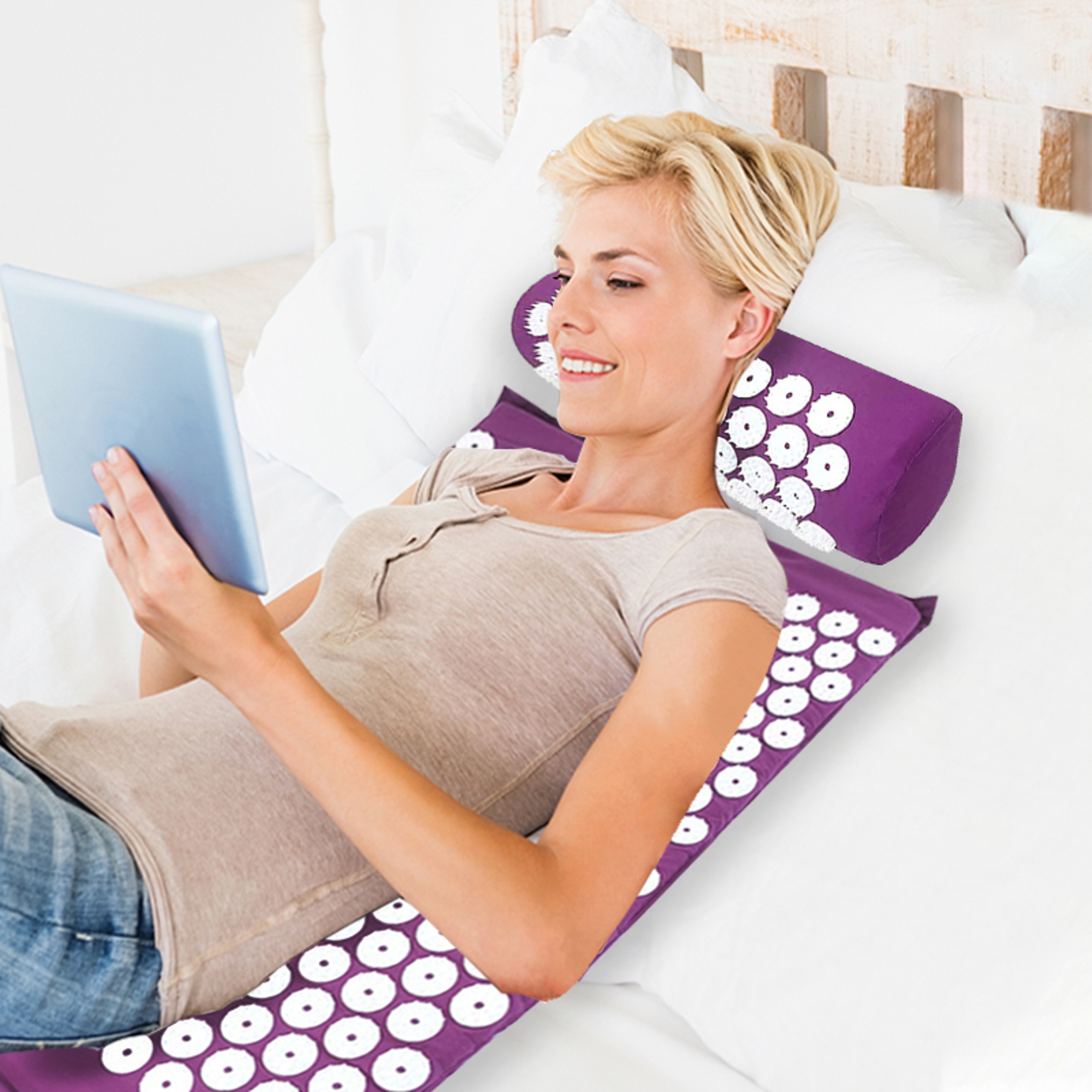 Purple Yoga Massage Pad Large Touchpoints For Neck Back And Foot Massage Household Massage Pillow 0