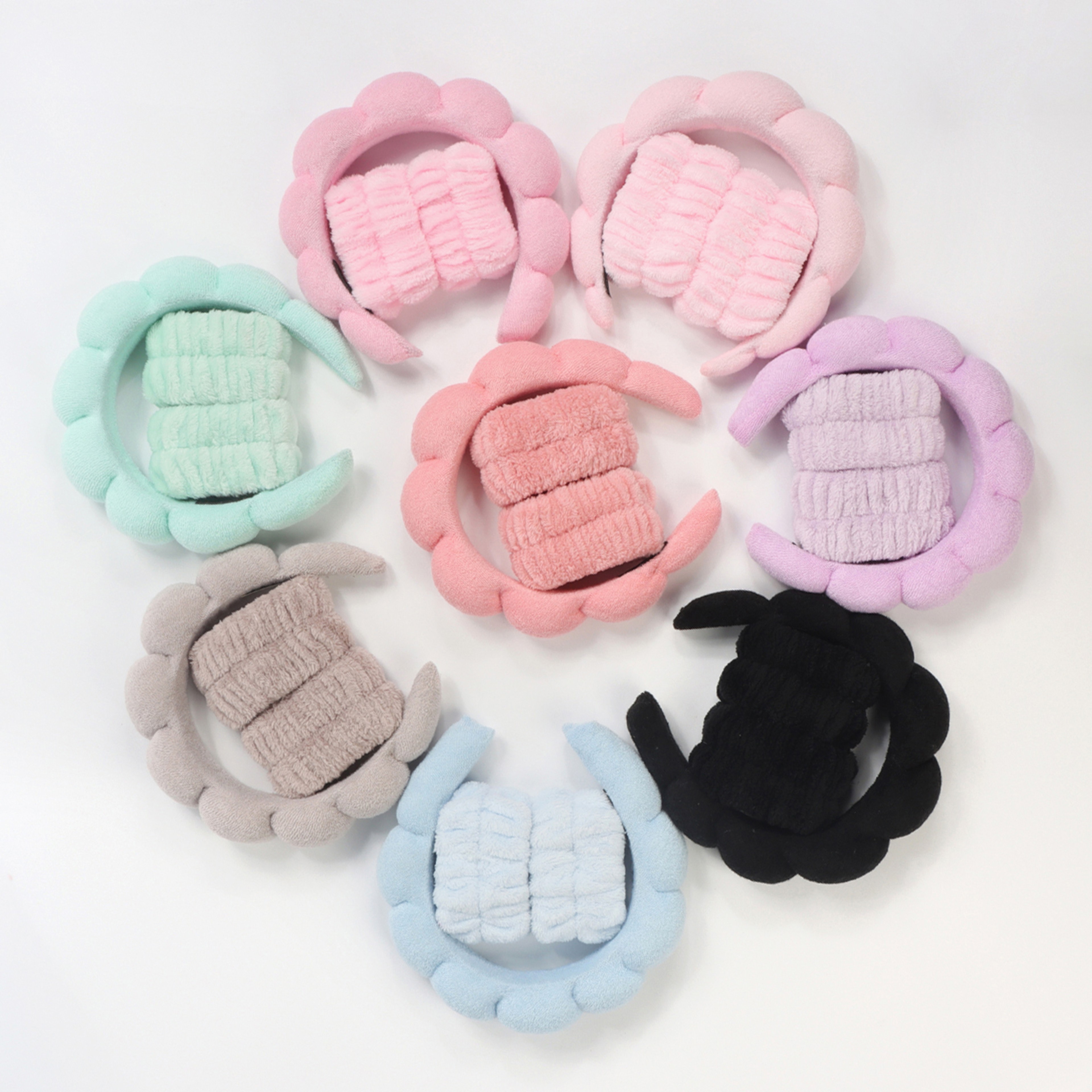 Puffy Headband For Washing Face Makeup Fashion Microfiber Scrunchies Spa Bubble Headband For Shower 1