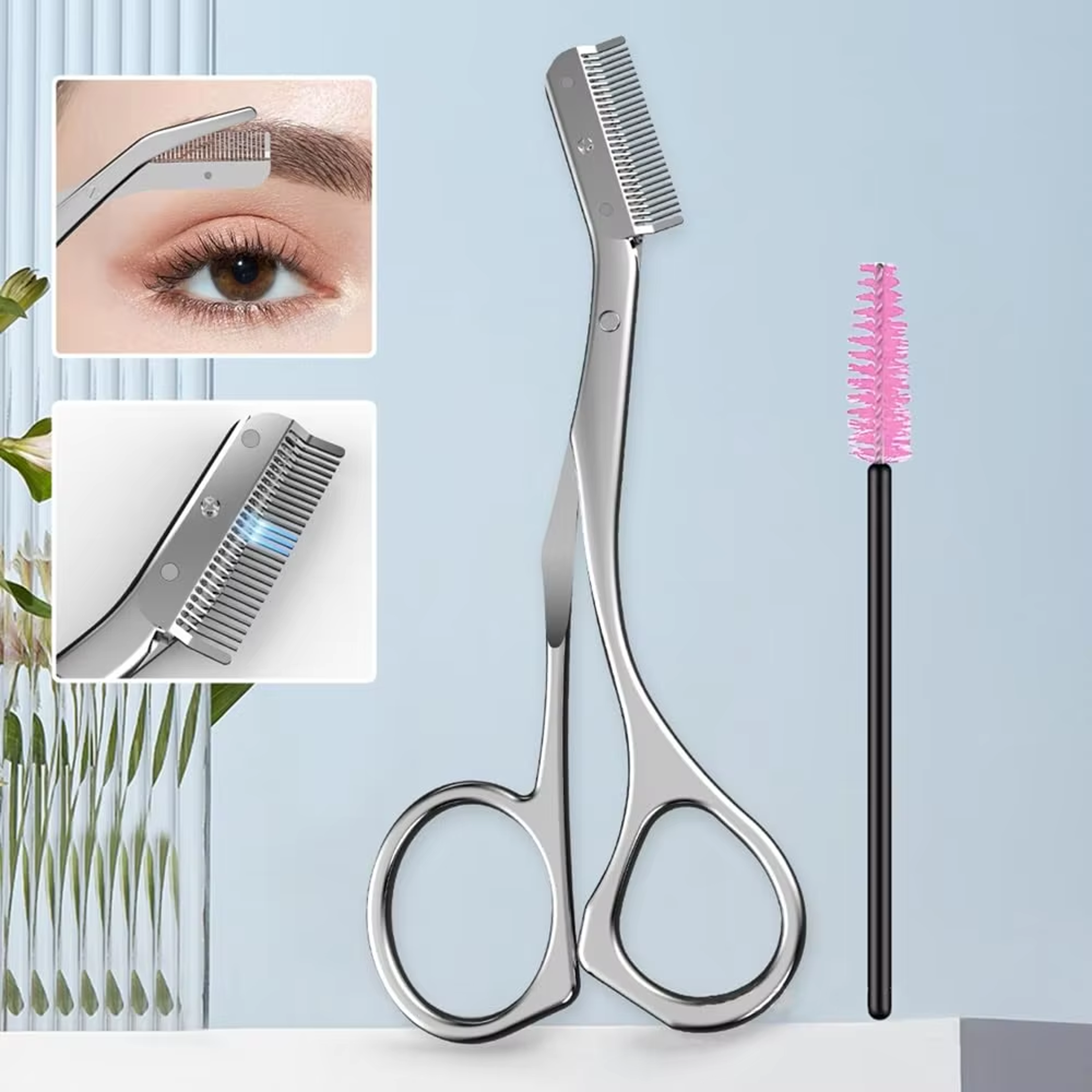 HighQuality Stainless Steel Eyebrow Scissors With Comb Eyebrow Trimming Knife Makeup Scissors Hair  4