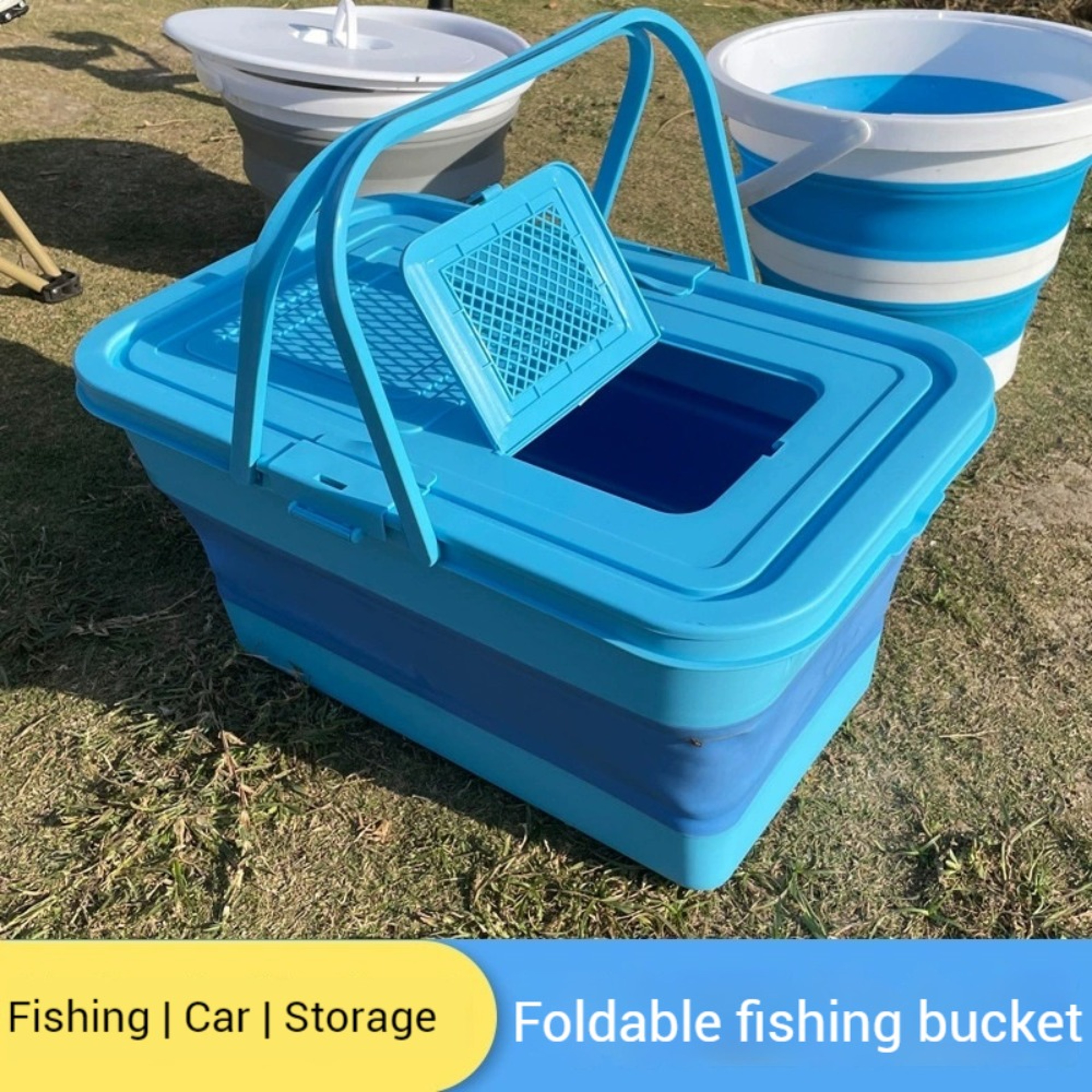 Portable Car Wash Tool Folding Fishing Bucket Large Capacity Rectangular Water Bucket Outdoor Colla 1