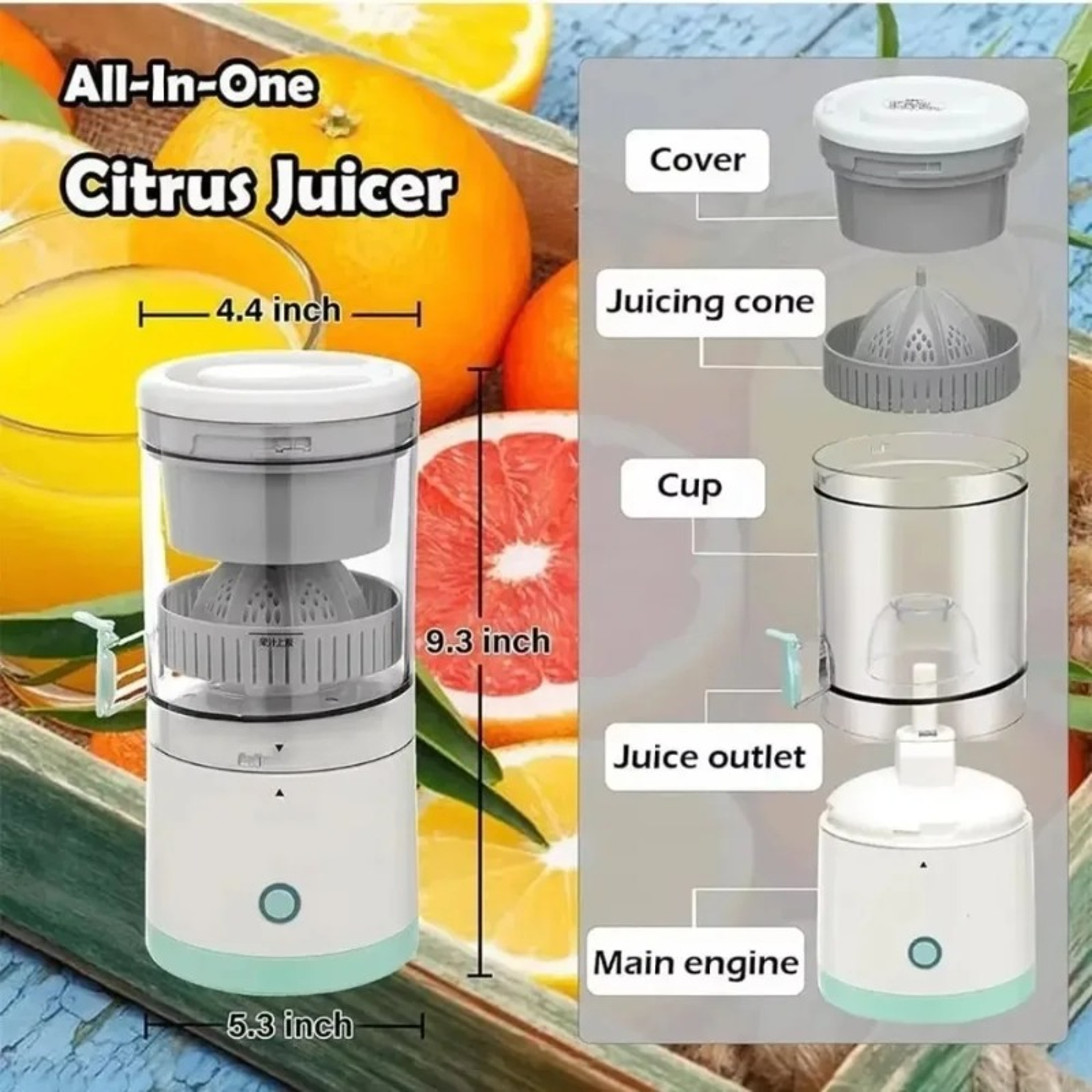 Electric Juice Extractor Wireless USB Charging Fruit Separation Press Cup For Fresh Juice 4