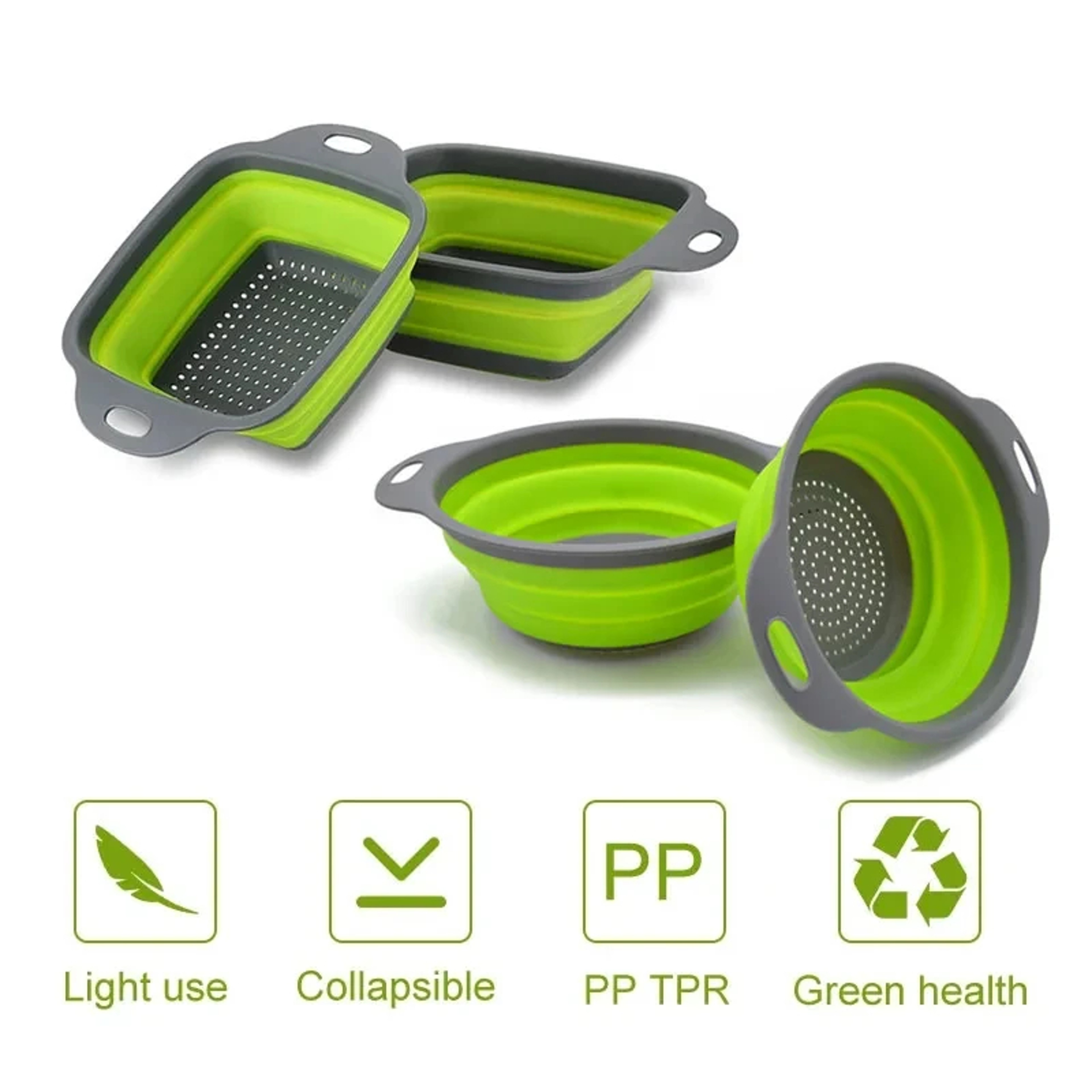 Silicone Folding Drainer Basket For Food And Pasta Foldable Fruit Vegetable Colander Kitchen Strain 2