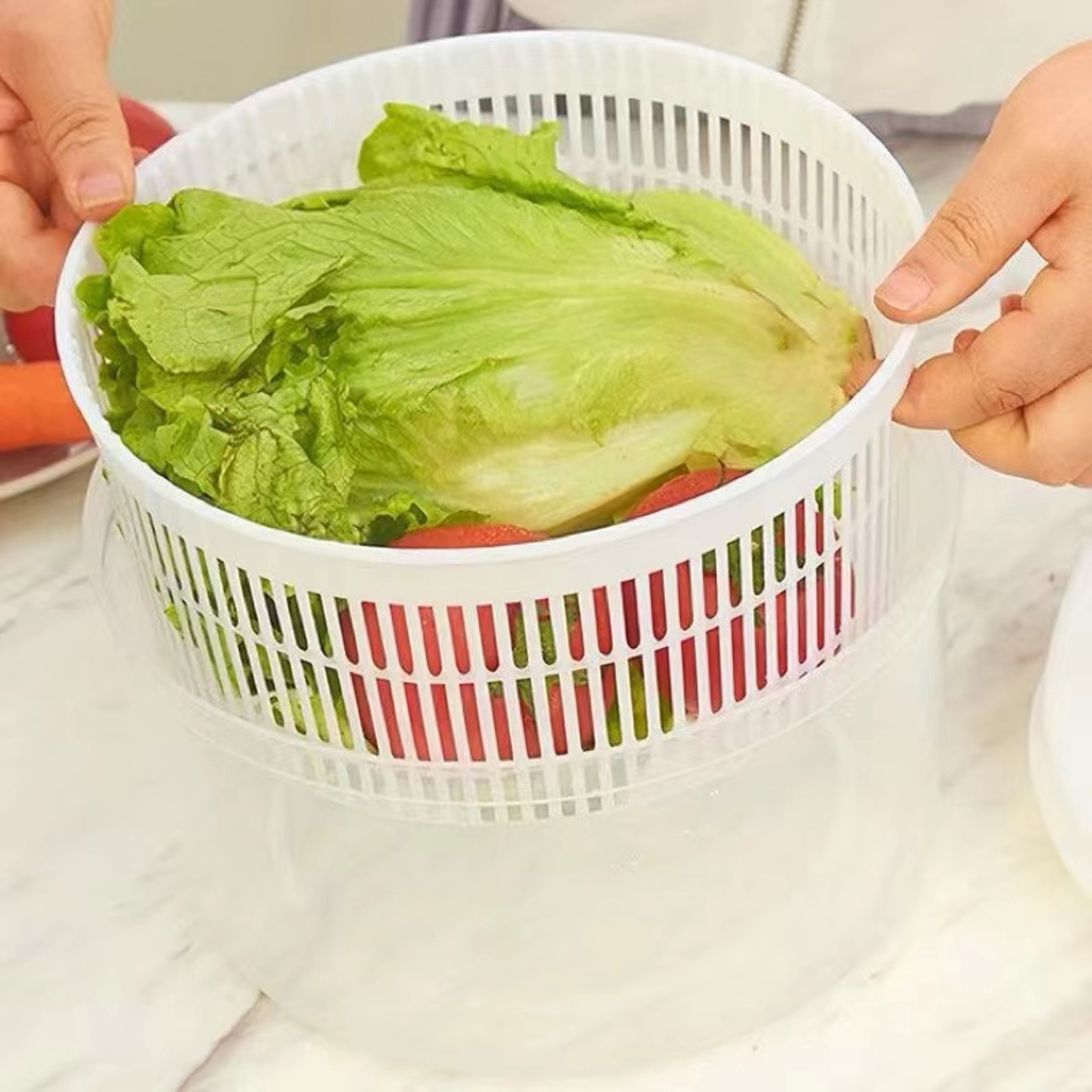 Household Vegetable Salad Washer Dehydrator Kitchen Vegetable Washing HandCranked Spinner With Doub