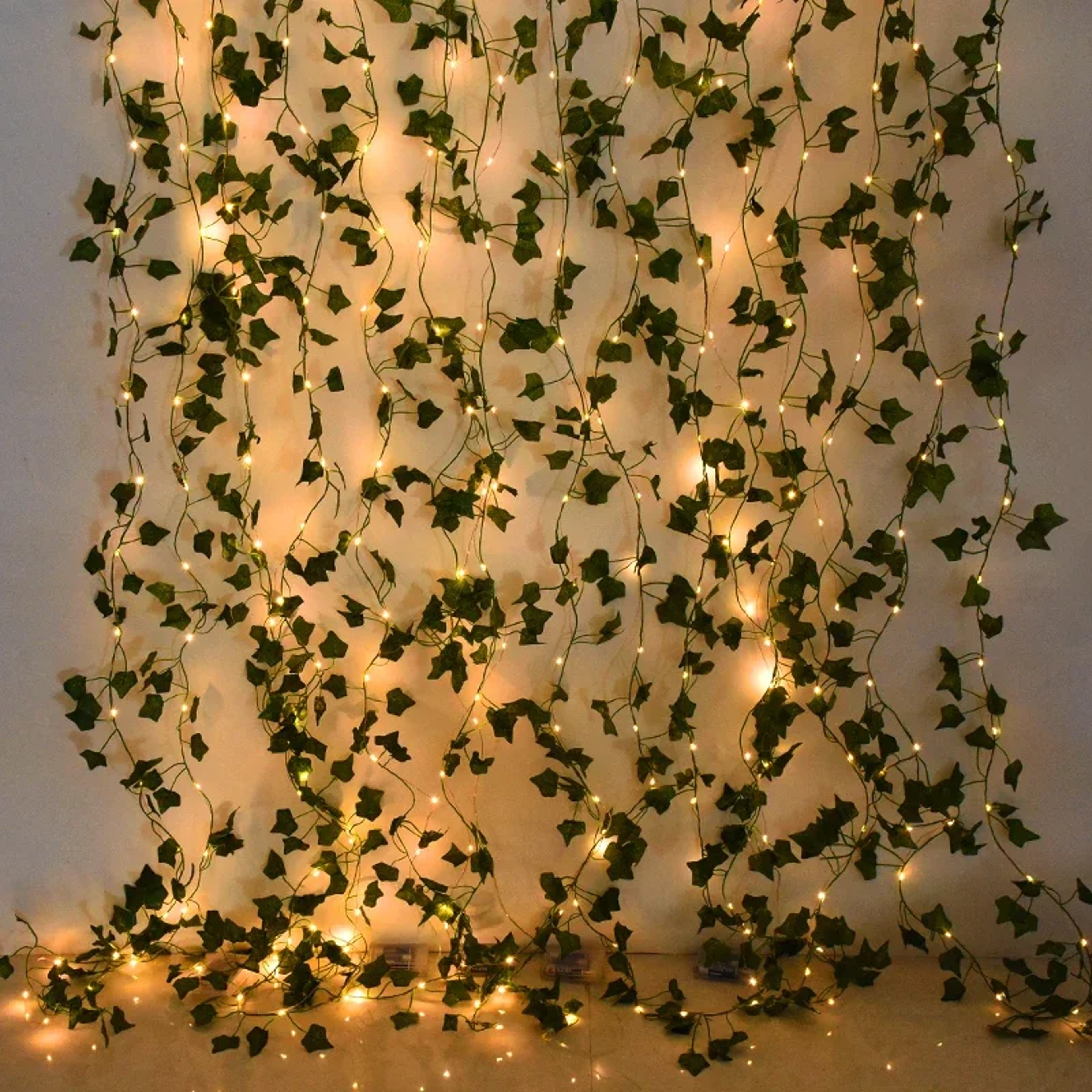 Green Leaf Ivy Vine LED String Lights Silk Leaves Fake Creeper Hanging Garland Artificial Plants De 0