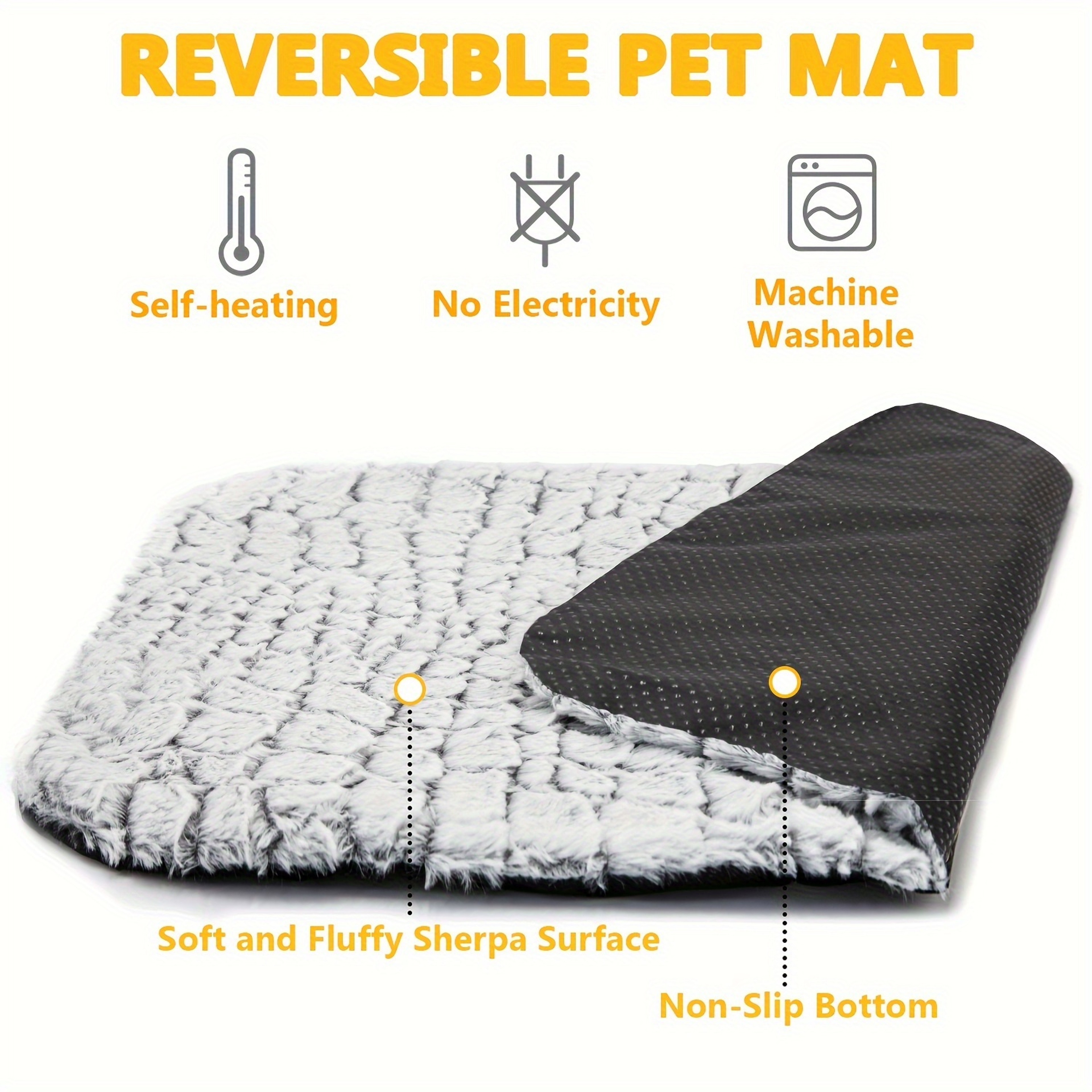 Self Warming Cat Bed Thermal Blanket Style Cat Dog Pet Heating Pad Washable Indoor Outdoor Heated C