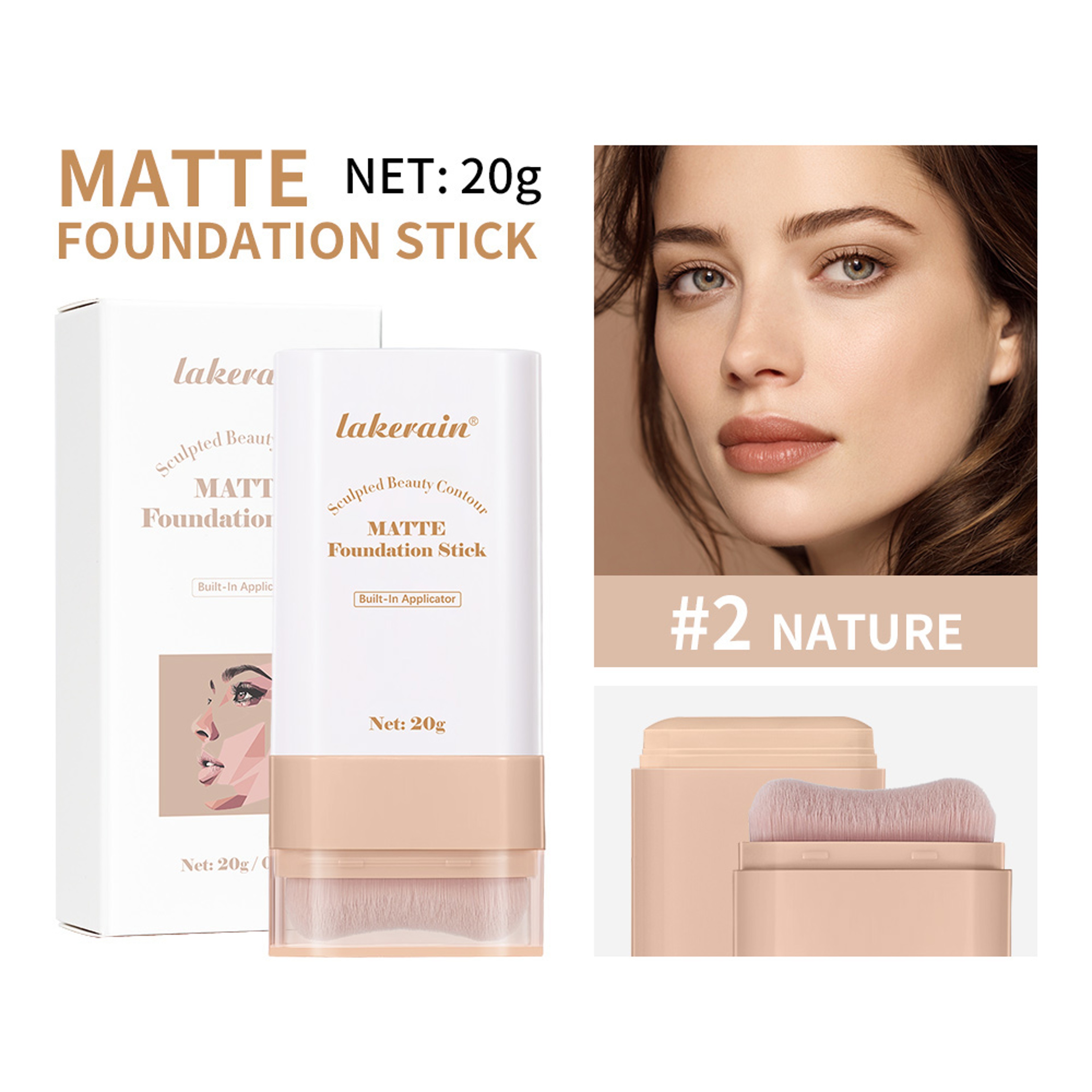 Multi Use Skin Tint Foundation Stick With Brush Matte Waterproof Long Lasting Oil Control 7